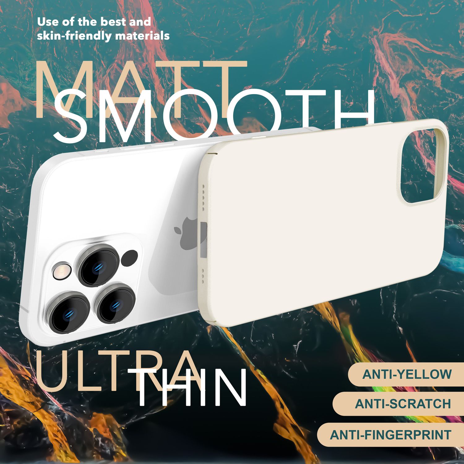 Dünne 0,5mm Hülle für iPhone 15 Pro Hard Case Ultra Slim Handyhülle Schutzhülle Creme Beige NALIA SlimFit Hülle