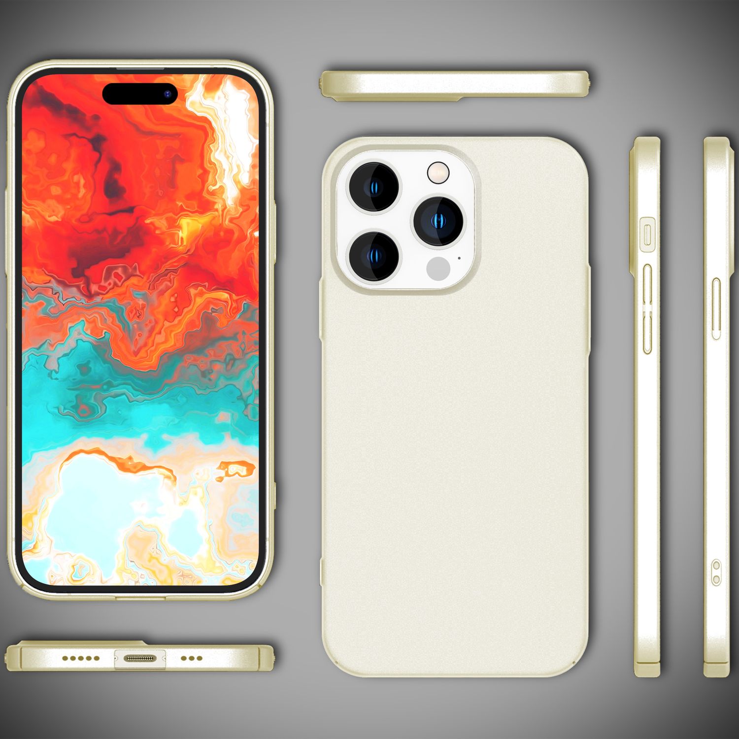 Dünne 0,5mm Hülle für iPhone 15 Pro Hard Case Ultra Slim Handyhülle Schutzhülle Creme Beige NALIA SlimFit Hülle