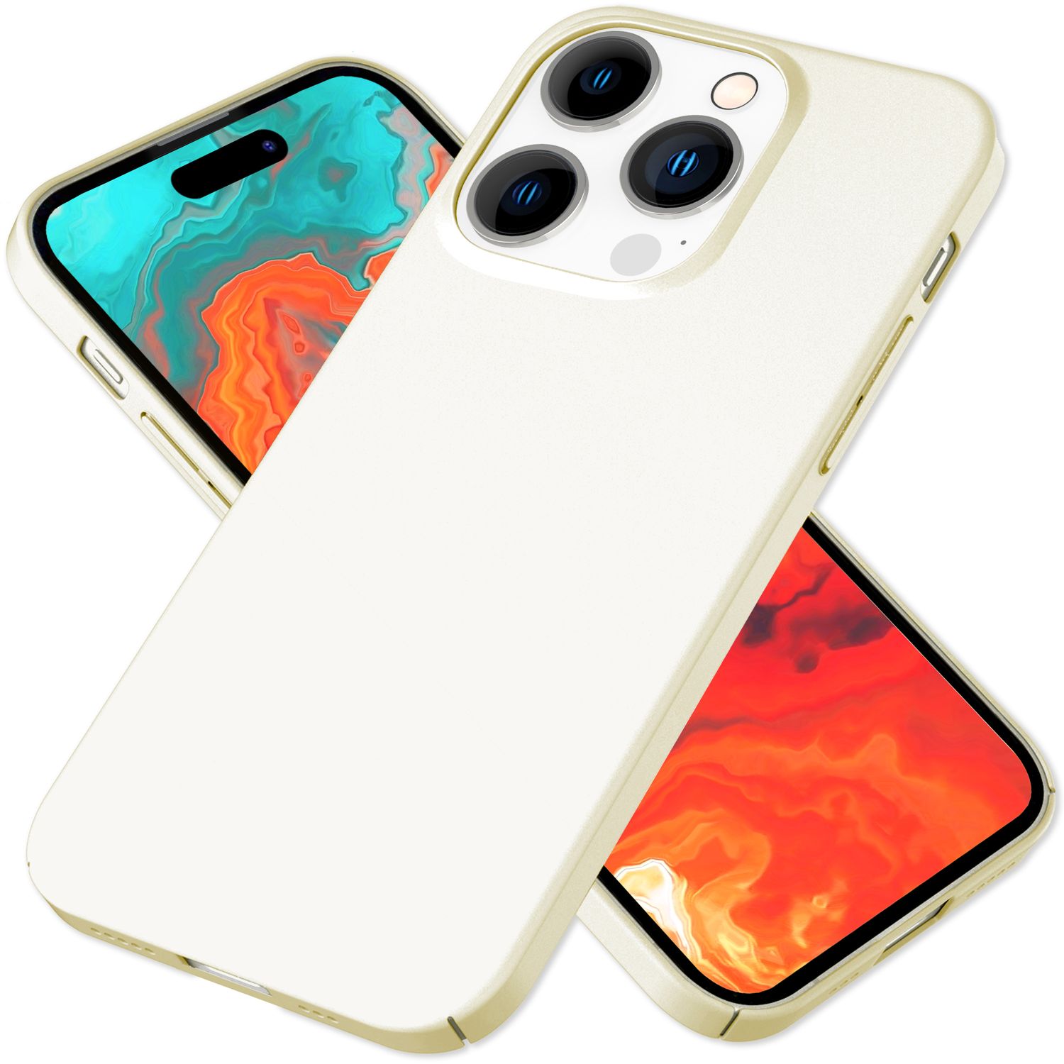 Dünne 0,5mm Hülle für iPhone 15 Pro Max Hard Case Ultra Slim Schutz Handyhülle Creme Beige NALIA SlimFit Hülle