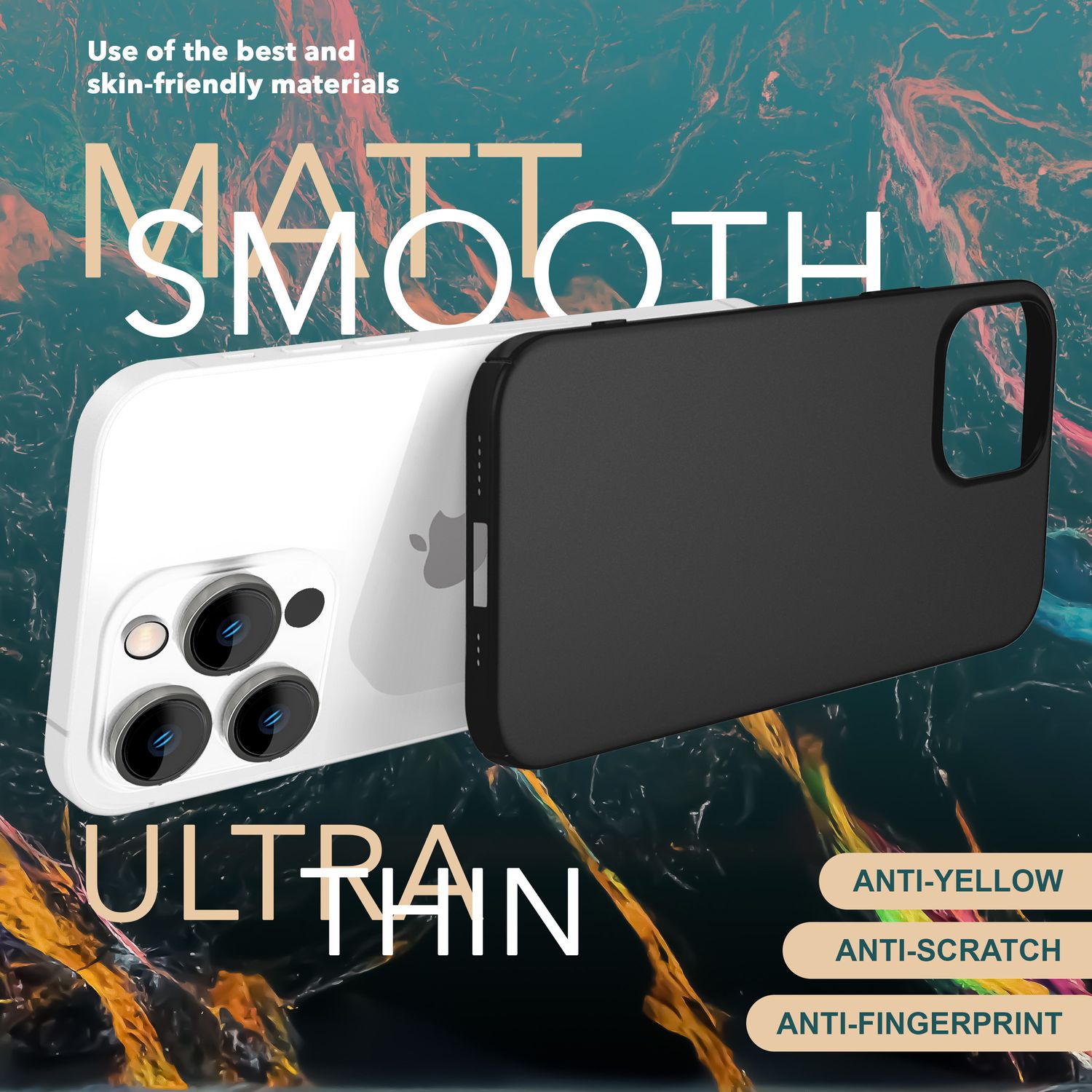 Dünne 0,5mm Hülle für iPhone 15 Pro Max Hard Case Ultra Slim Schutz Handyhülle Schwarz NALIA SlimFit Hülle