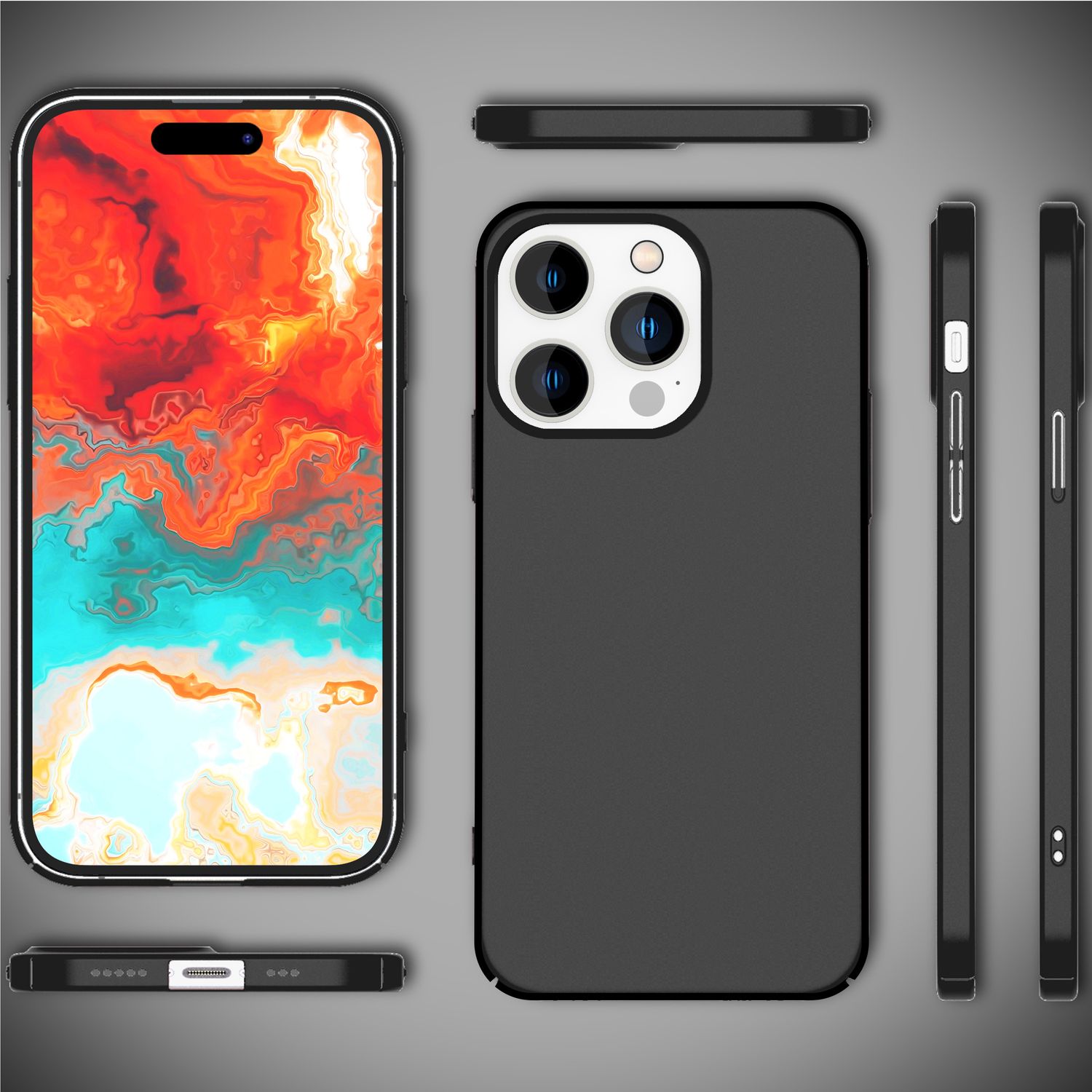 Dünne 0,5mm Hülle für iPhone 15 Pro Max Hard Case Ultra Slim Schutz Handyhülle Schwarz NALIA SlimFit Hülle