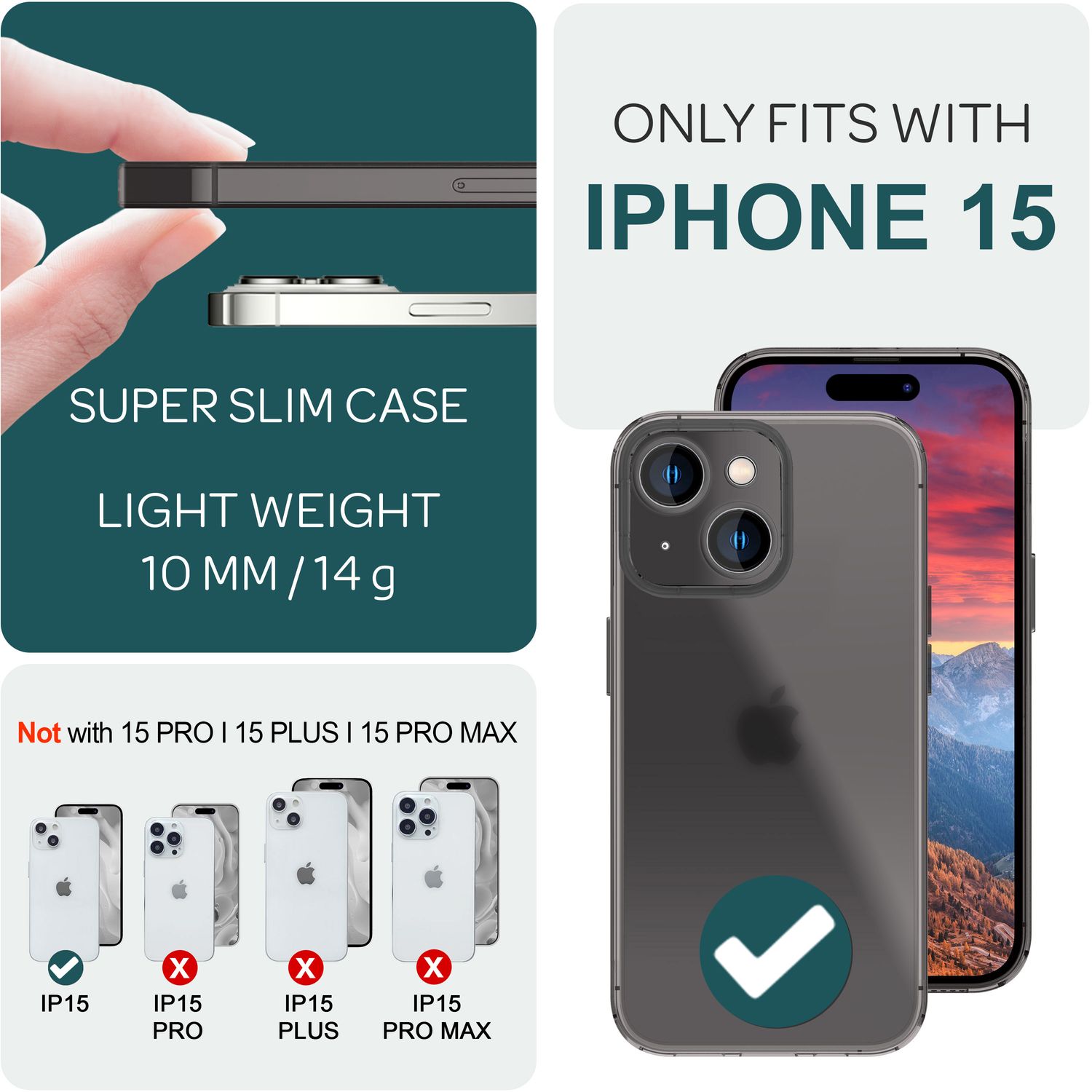 Ultra Dünne 0,3mm Hülle für iPhone 15 Matt Slim Case Handyhülle Hart Schutzhülle Schwarz NALIA SlimFit Hülle