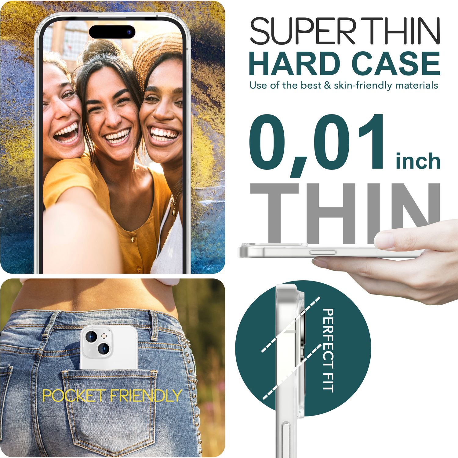 Ultra Dünne 0,3mm Hülle für iPhone 15 Matt Slim Case Handyhülle Hart Schutzhülle Weiß NALIA SlimFit Hülle