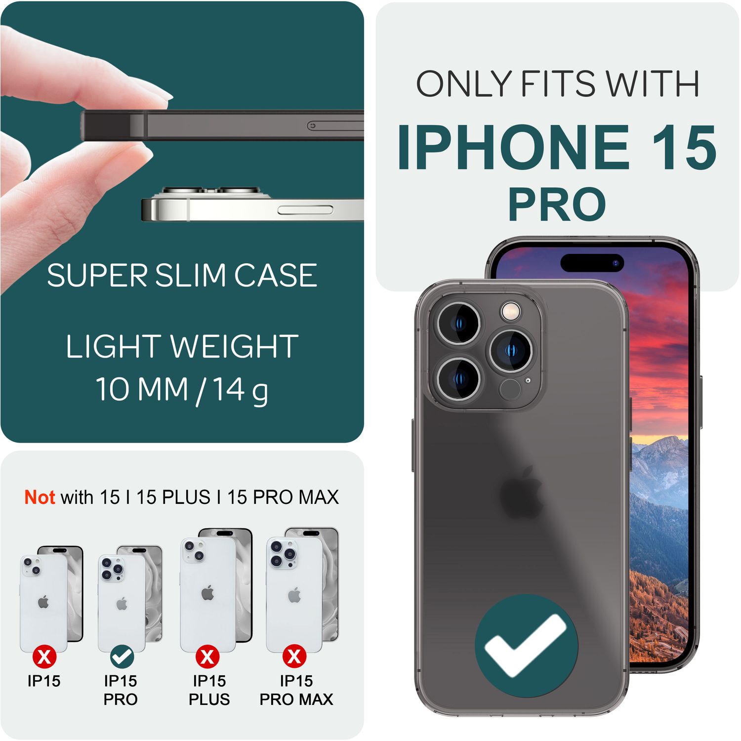 Ultra Dünne 0,3mm Hülle für iPhone 15 Pro Matt Slim Case Handyhülle Schutzhülle Schwarz NALIA SlimFit Hülle