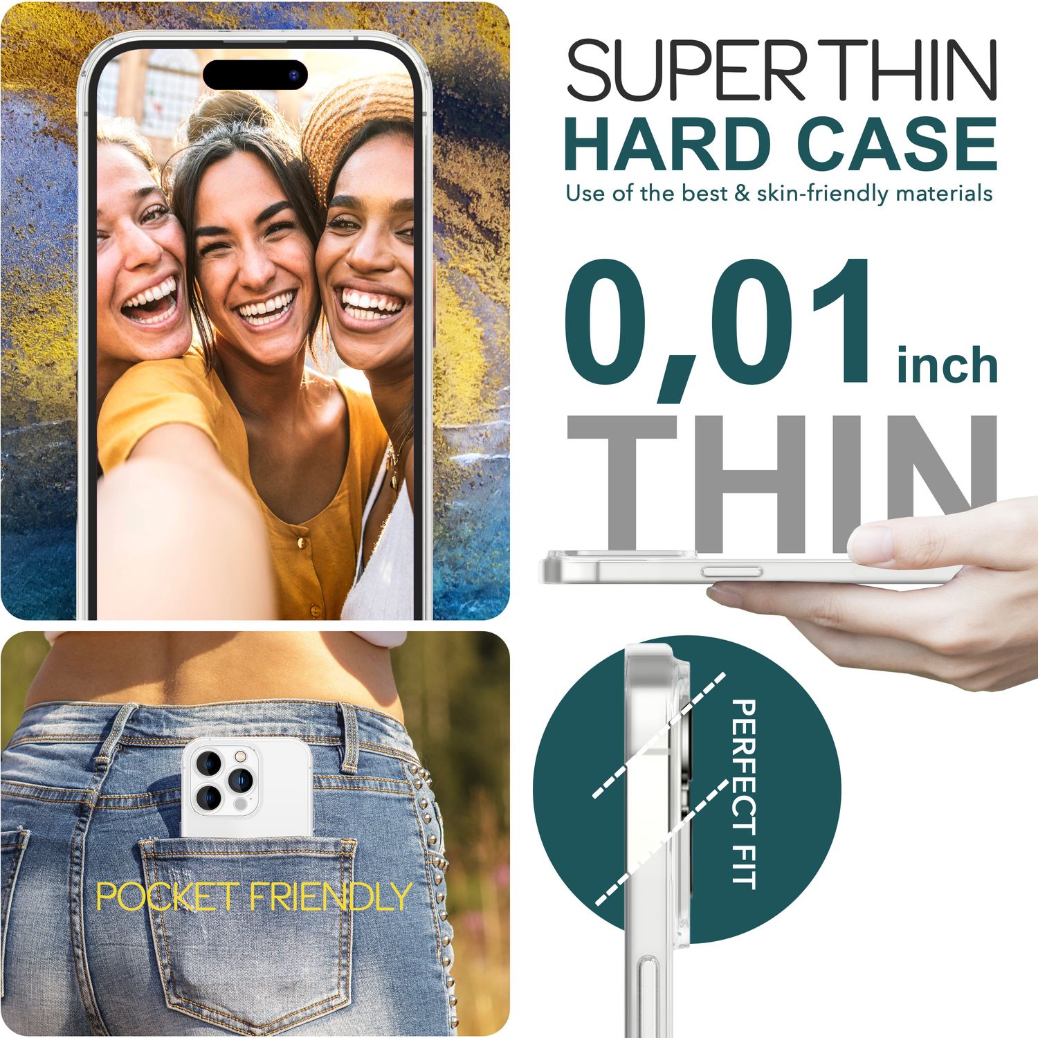Ultra Dünne 0,3mm Hülle für iPhone 15 Pro Max Matt Slim Case Schutz Handyhülle Weiß NALIA SlimFit Hülle