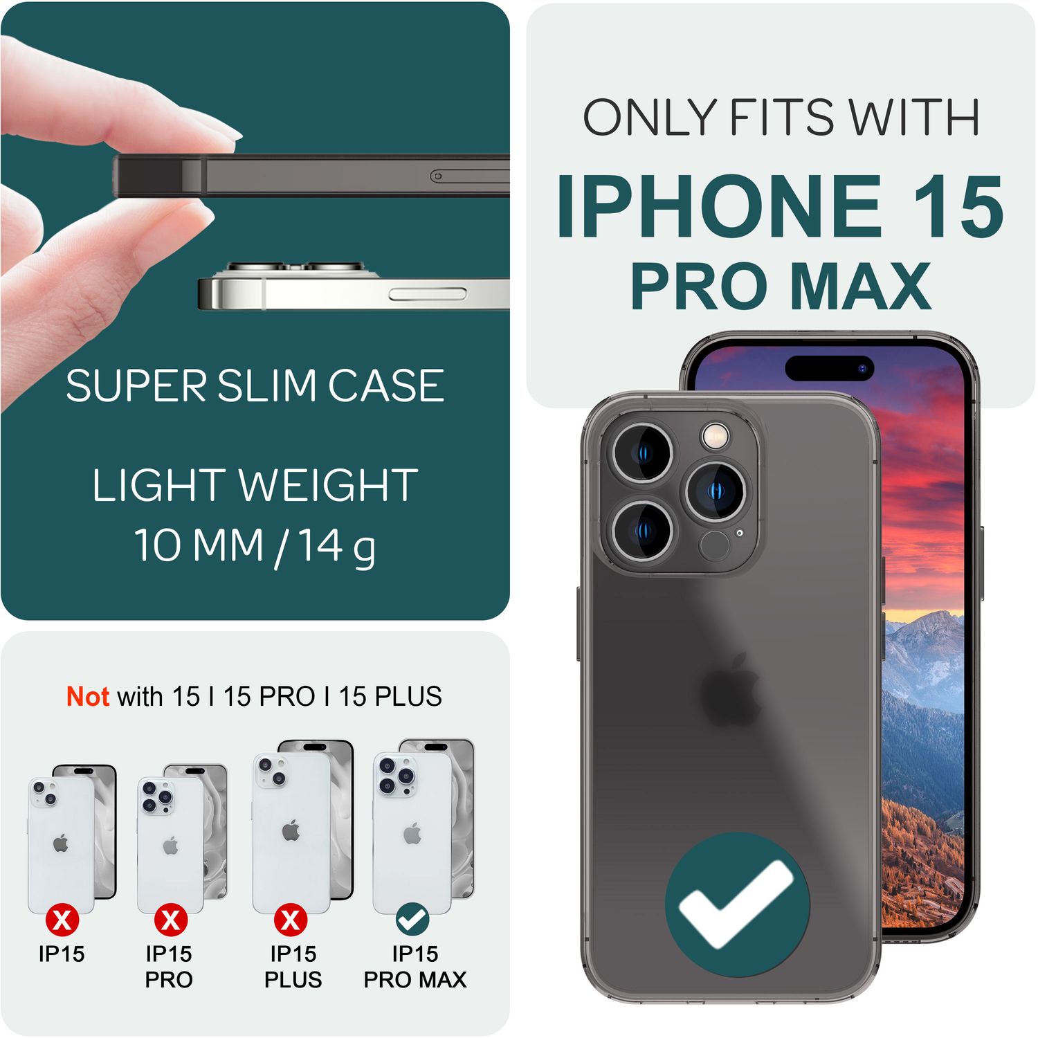 Ultra Dünne 0,3mm Hülle für iPhone 15 Pro Max Matt Slim Case Schutz Handyhülle Schwarz NALIA SlimFit Hülle