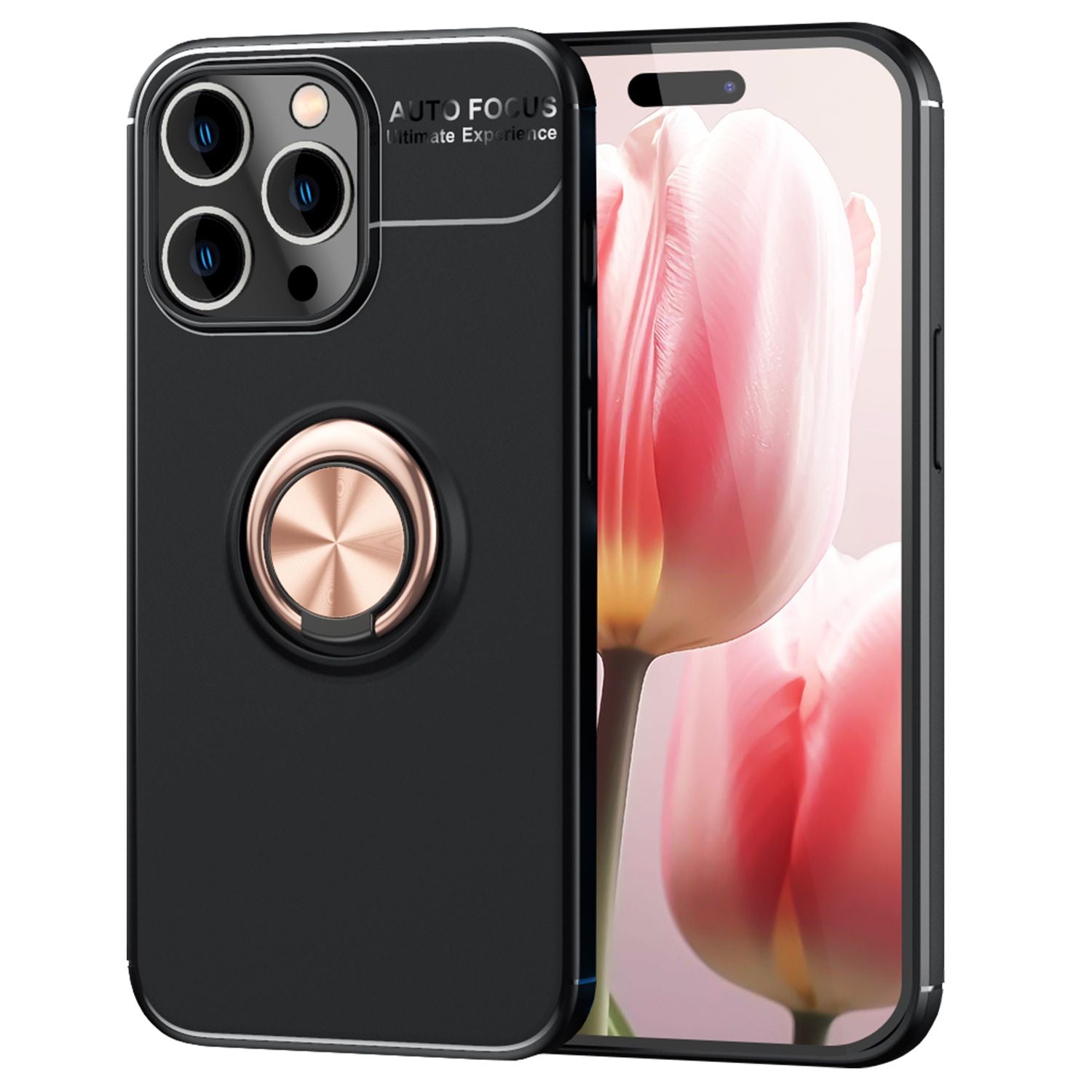 Hülle mit Ring für iPhone 15 Pro Silikon Handyhülle Case Schutz Cover Ringhülle Rose Gold NALIA Protective Hülle