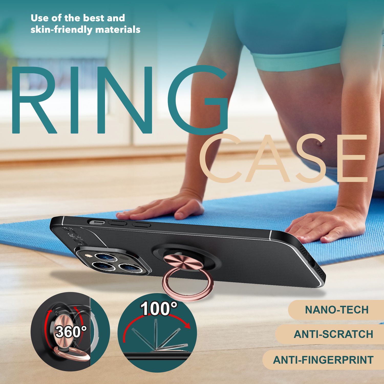 Hülle mit Ring für iPhone 15 Pro Max Silikon Handyhülle Schutz Case Ringhülle