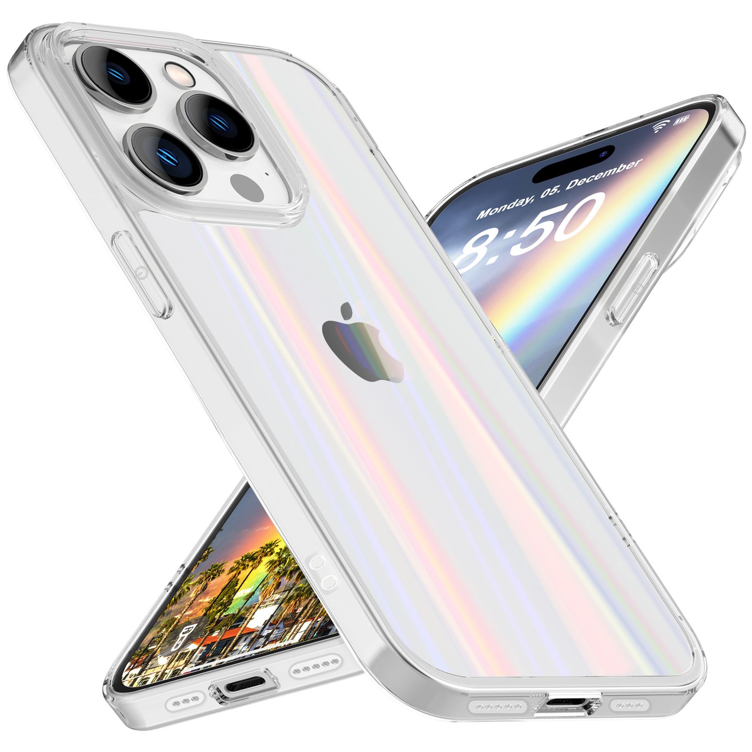 Hülle aus Glas für iPhone 15 Pro Regenbogen Handyhülle Klar Hard Case 9H Schutz Default Title NALIA Protective Hülle