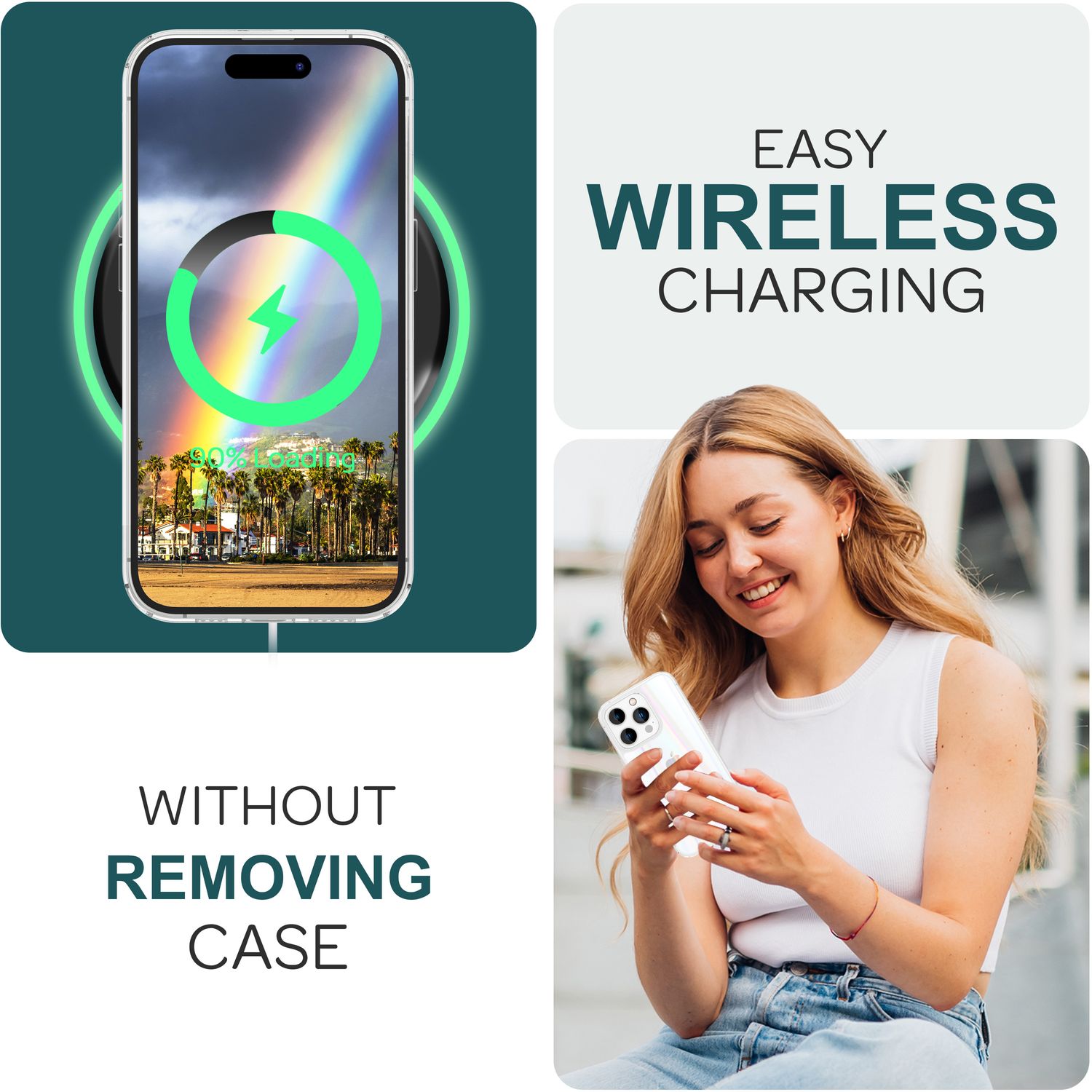 Hülle aus Glas für iPhone 15 Pro Max Regenbogen Handyhülle Klar Hard Case Schutz