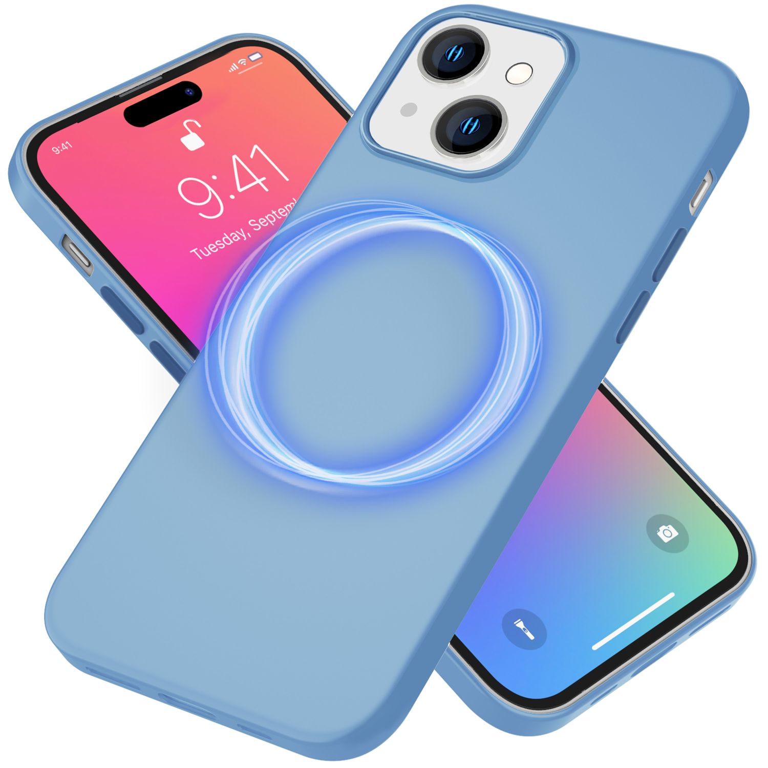 MagSafe Hülle für iPhone 15 Liquid Silikon Handyhülle Magnet Case Schutzhülle Blau NALIA Protective Hülle