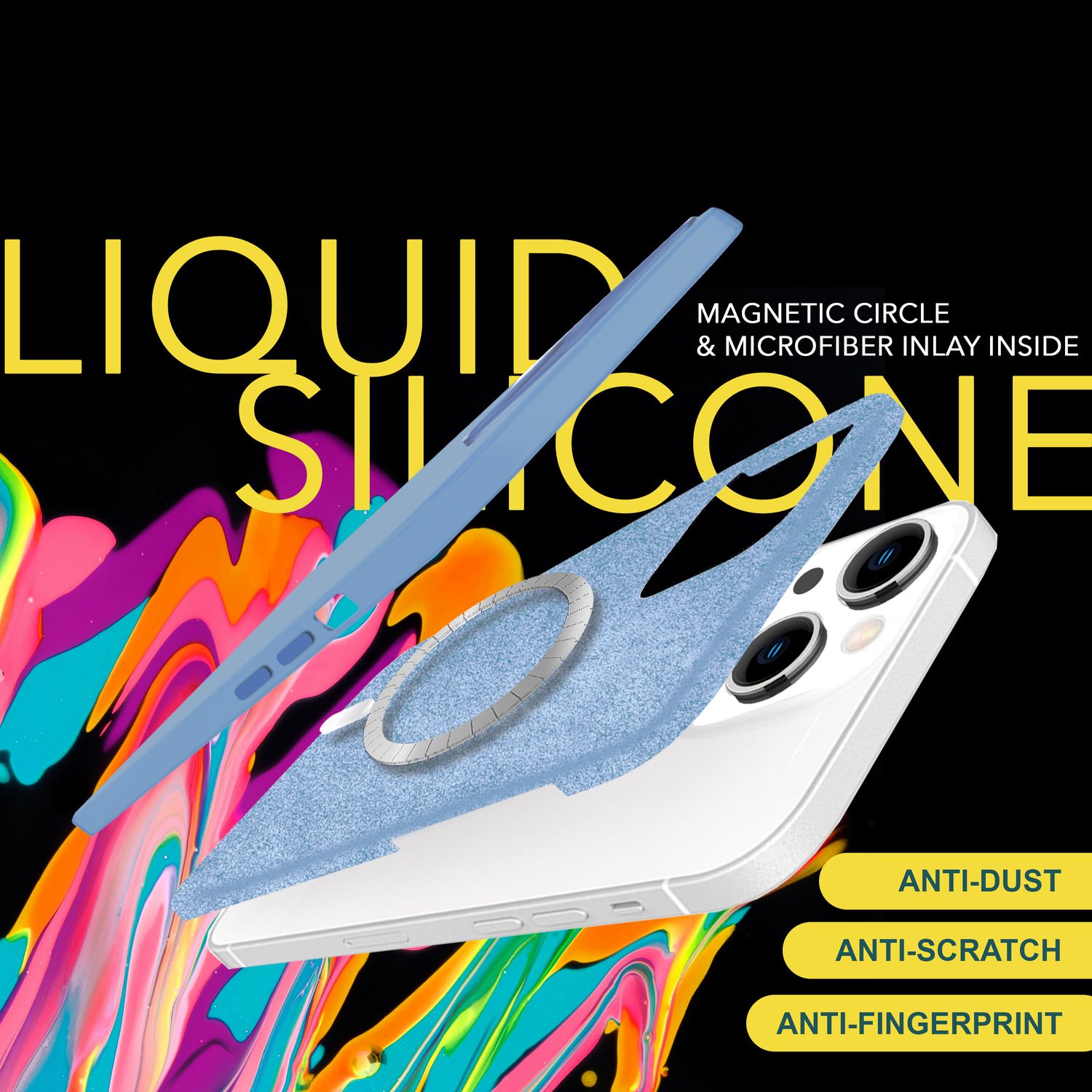 MagSafe Hülle für iPhone 15 Liquid Silikon Handyhülle Magnet Case Schutzhülle Blau NALIA Protective Hülle