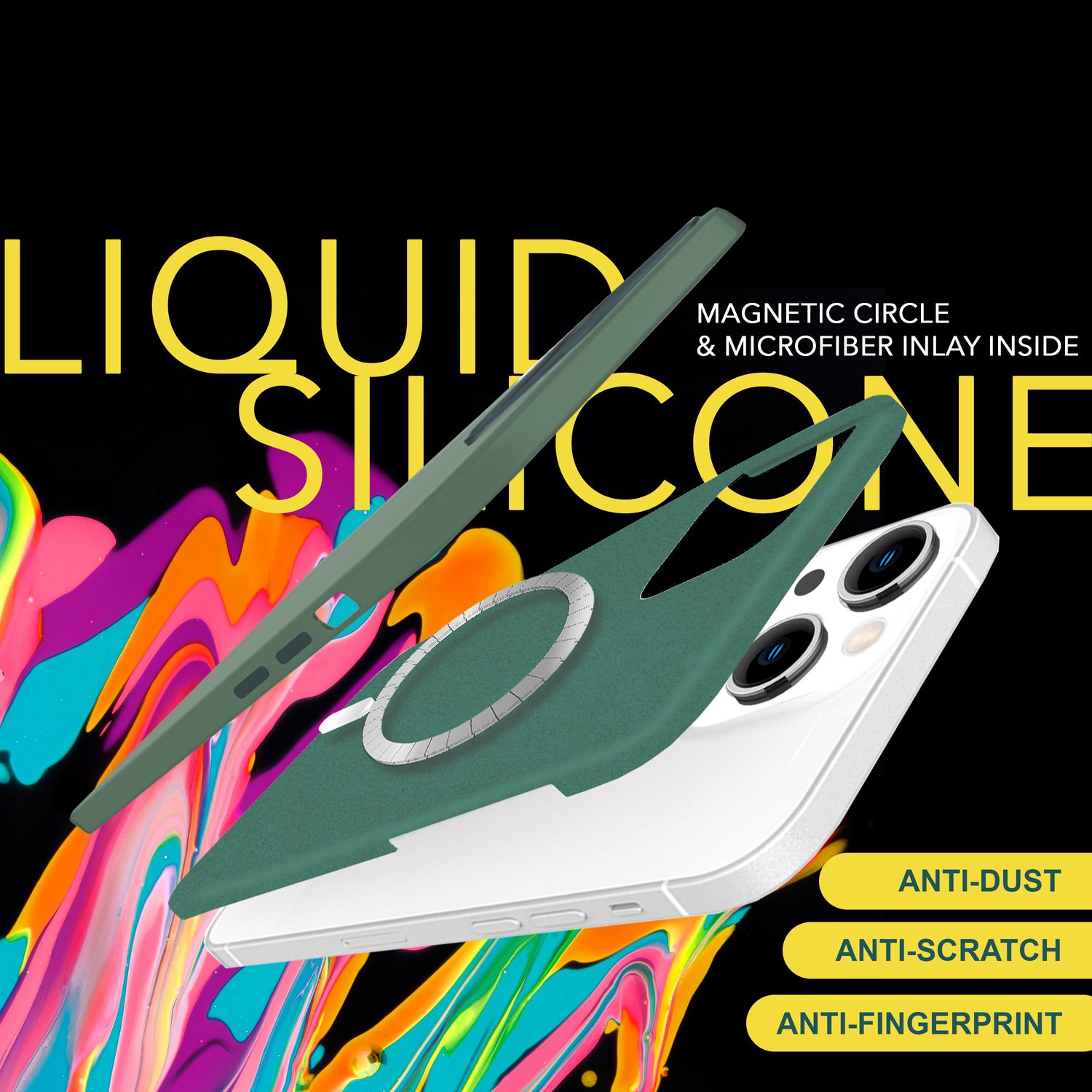 MagSafe Hülle für iPhone 15 Liquid Silikon Handyhülle Magnet Case Schutzhülle Grün NALIA Protective Hülle