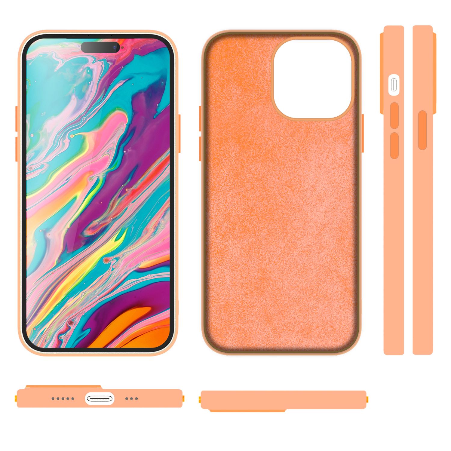 MagSafe Hülle für iPhone 15 Liquid Silikon Handyhülle Magnet Case Schutzhülle Orange NALIA Protective Hülle