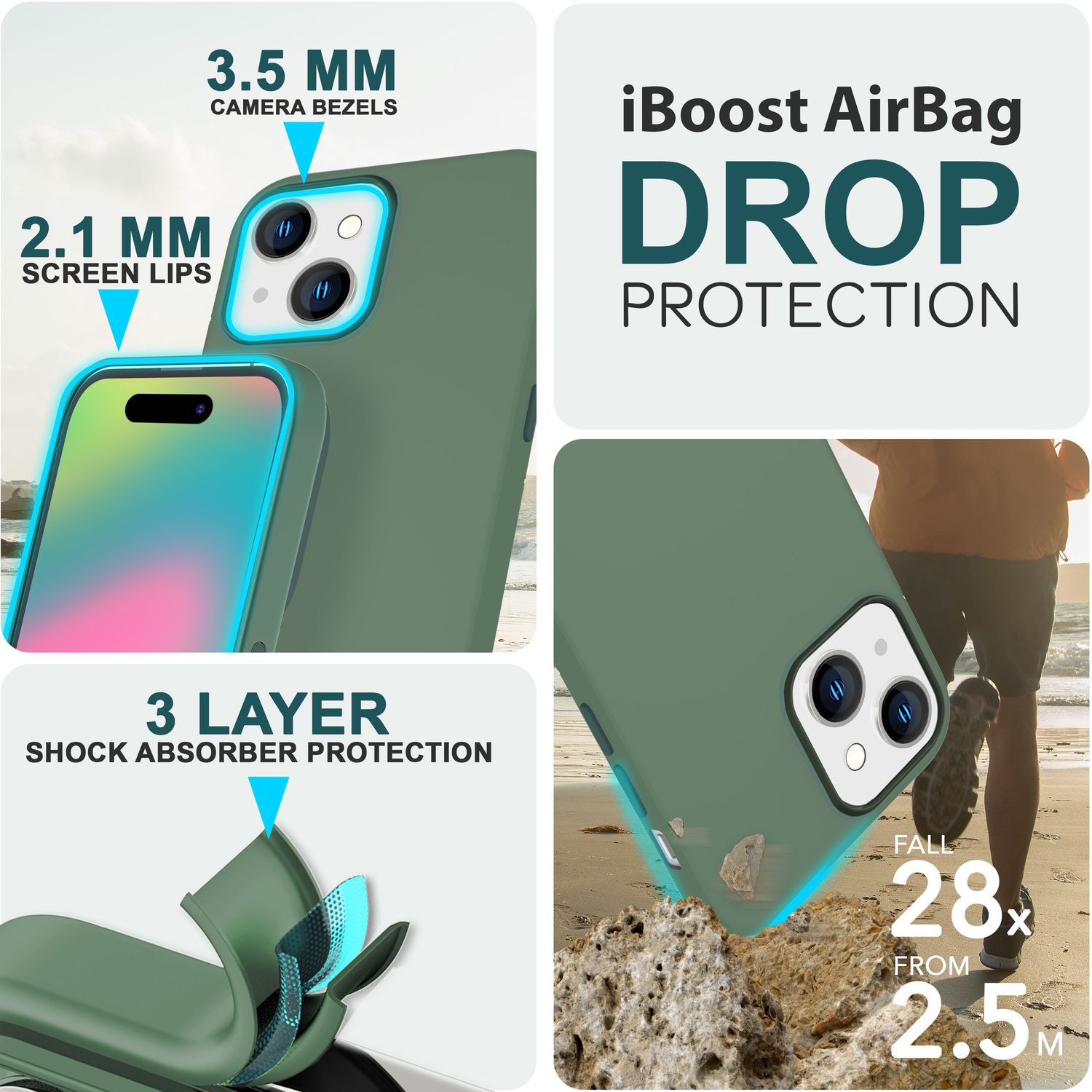 MagSafe Hülle für iPhone 15 Plus Liquid Silikon Schutz Handyhülle Magnet Case Grün NALIA Protective Hülle