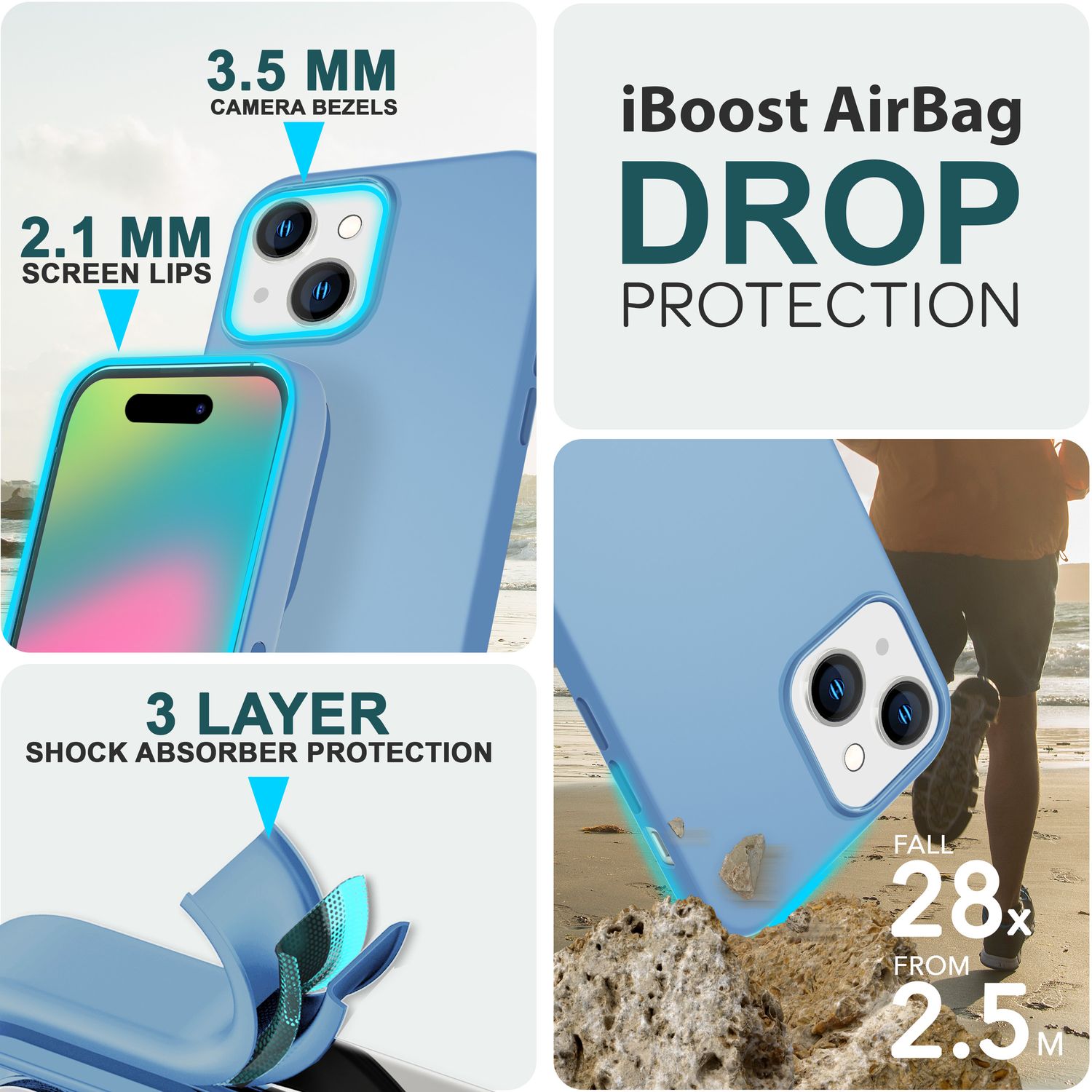 MagSafe Hülle für iPhone 15 Plus Liquid Silikon Schutz Handyhülle Magnet Case Blau NALIA Protective Hülle