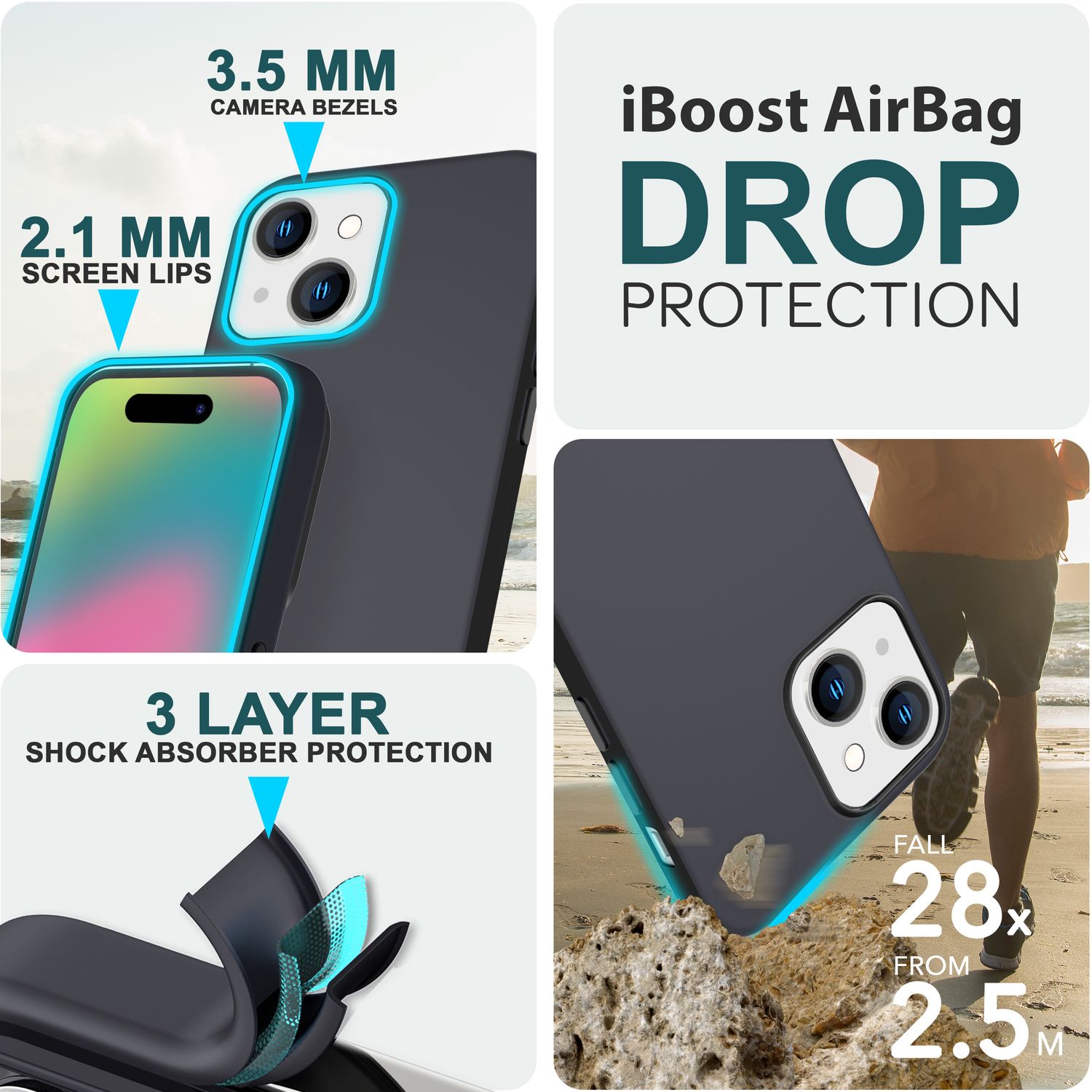 MagSafe Hülle für iPhone 15 Plus Liquid Silikon Schutz Handyhülle Magnet Case Schwarz NALIA Protective Hülle