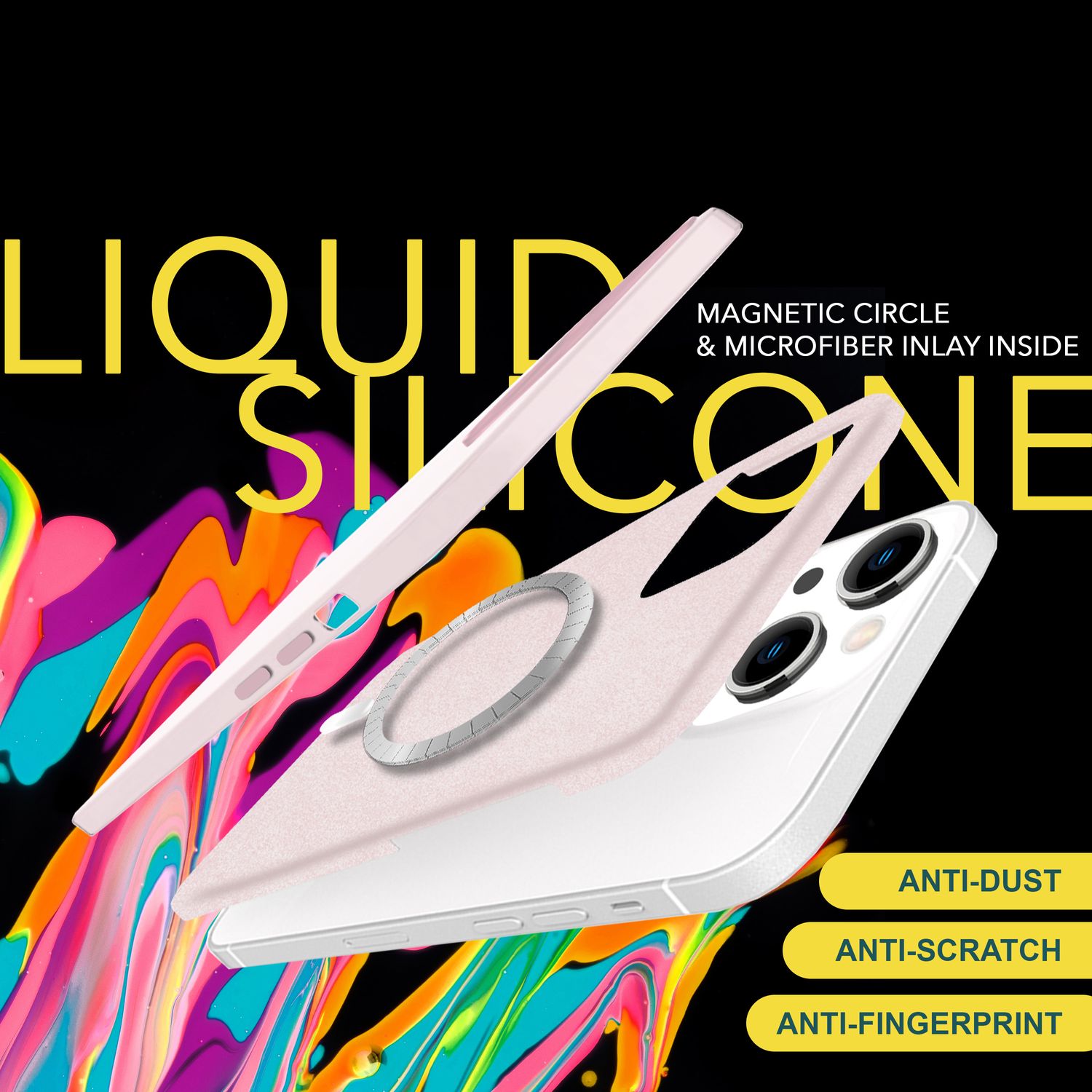 MagSafe Hülle für iPhone 15 Plus Liquid Silikon Schutz Handyhülle Magnet Case Pink NALIA Protective Hülle