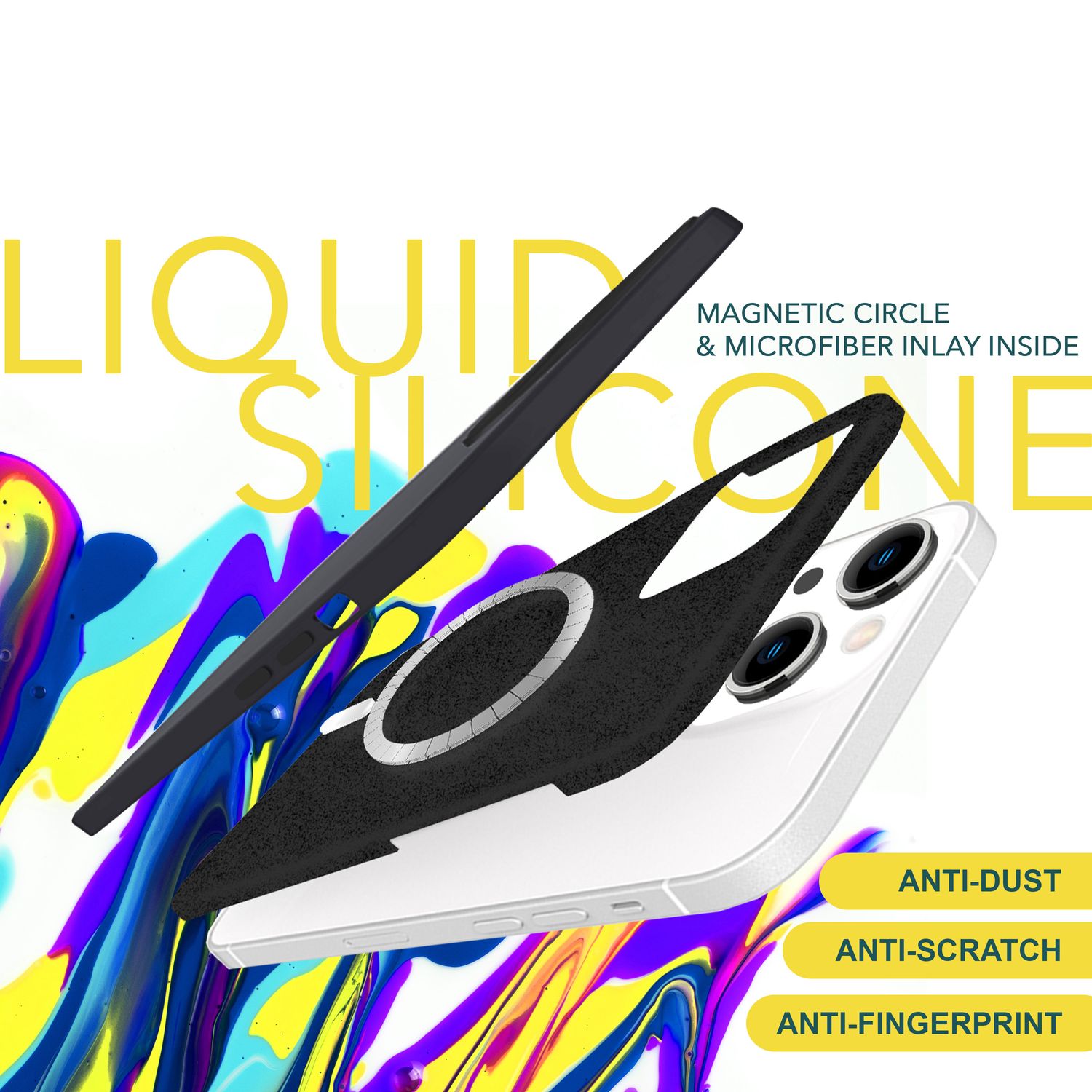 MagSafe Hülle für iPhone 15 Plus Liquid Silikon Schutz Handyhülle Magnet Case Schwarz NALIA Protective Hülle