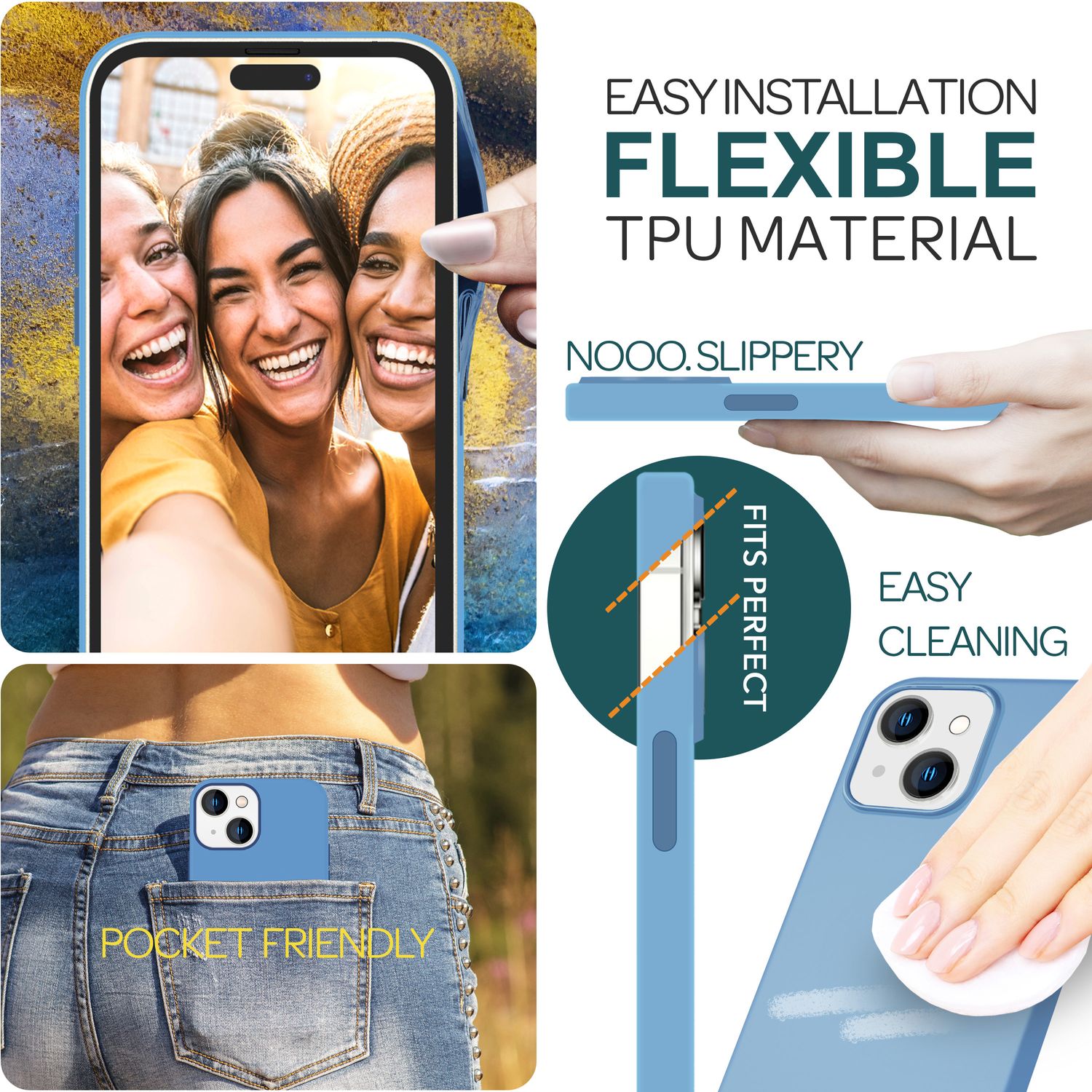 MagSafe Hülle für iPhone 15 Plus Liquid Silikon Schutz Handyhülle Magnet Case Blau NALIA Protective Hülle