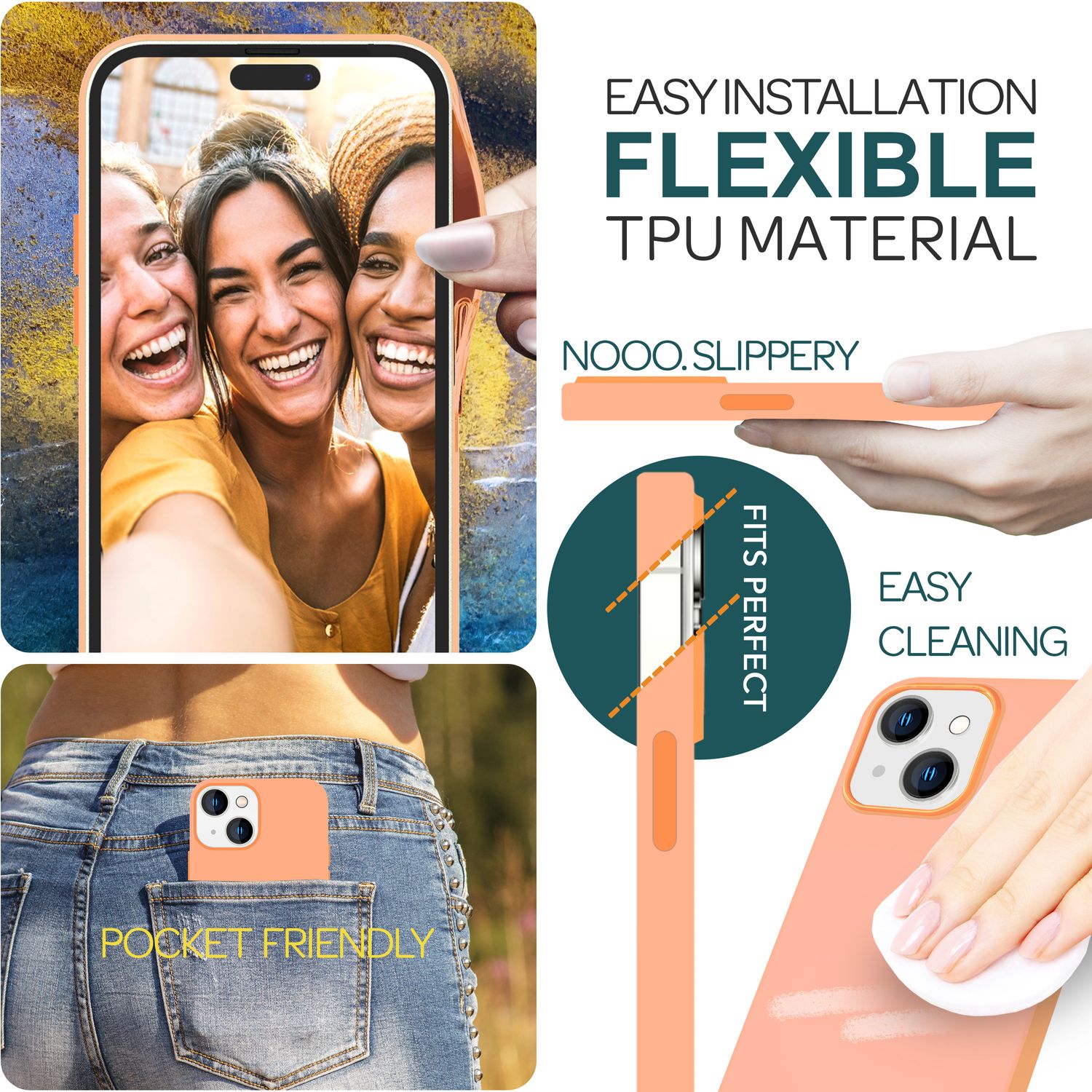 MagSafe Hülle für iPhone 15 Plus Liquid Silikon Schutz Handyhülle Magnet Case Orange NALIA Protective Hülle