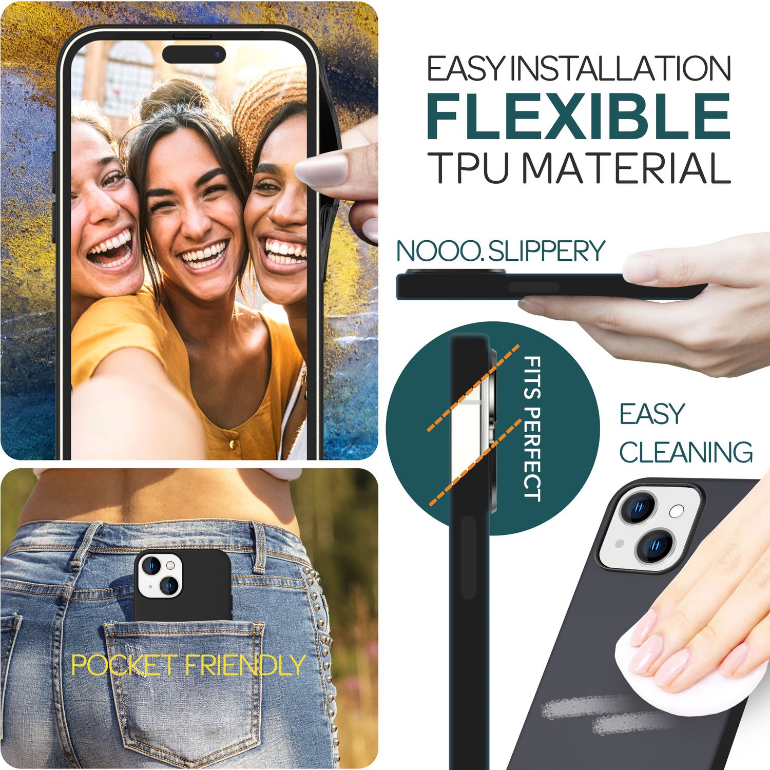 MagSafe Hülle für iPhone 15 Plus Liquid Silikon Schutz Handyhülle Magnet Case Schwarz NALIA Protective Hülle