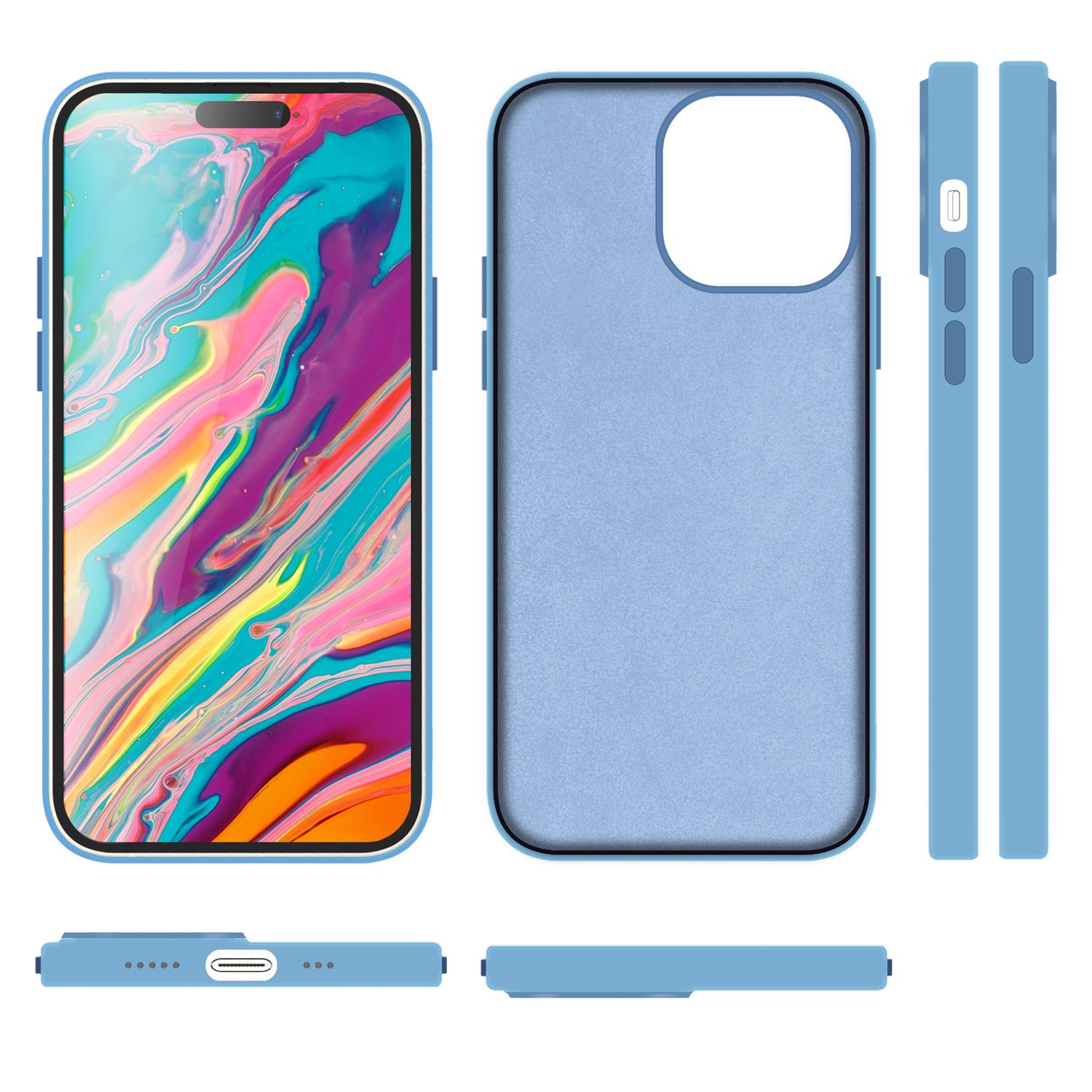 MagSafe Hülle für iPhone 15 Plus Liquid Silikon Schutz Handyhülle Magnet Case Blau NALIA Protective Hülle