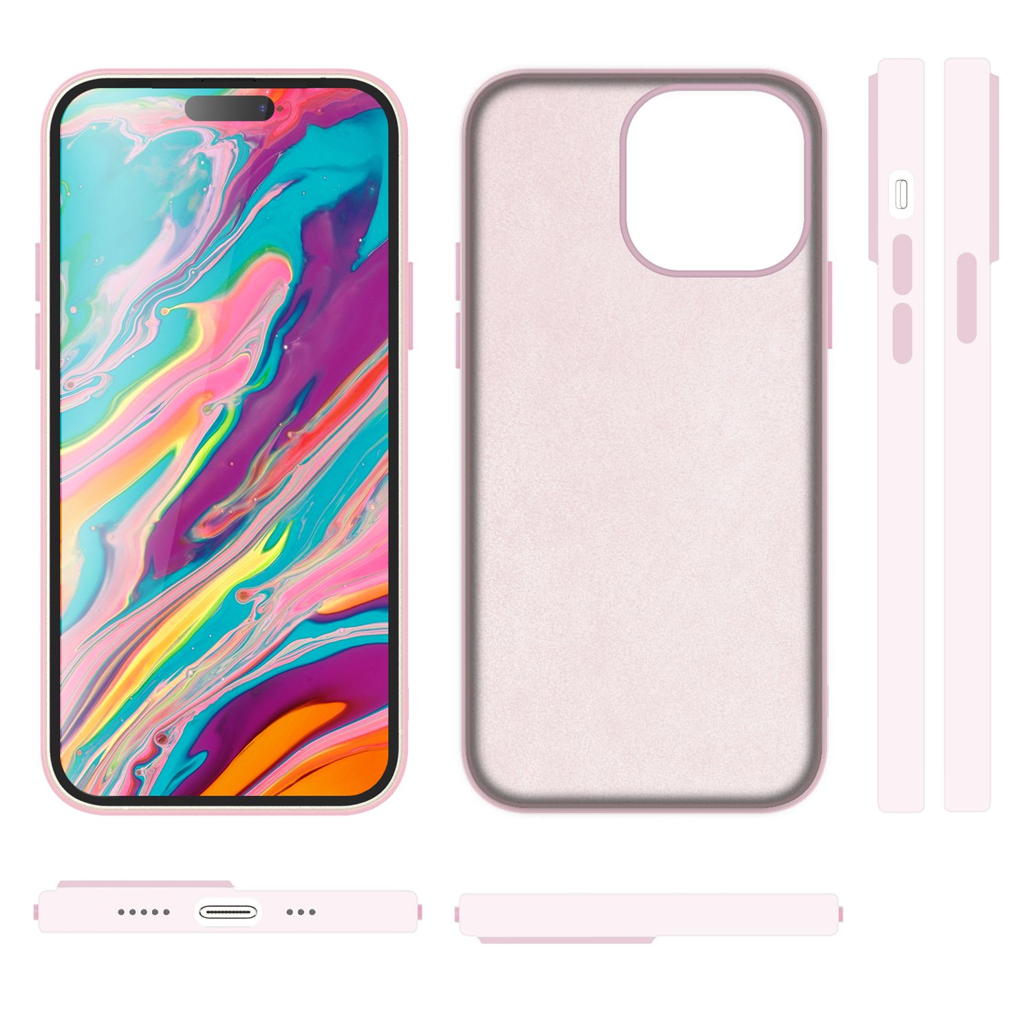 MagSafe Hülle für iPhone 15 Plus Liquid Silikon Schutz Handyhülle Magnet Case Pink NALIA Protective Hülle