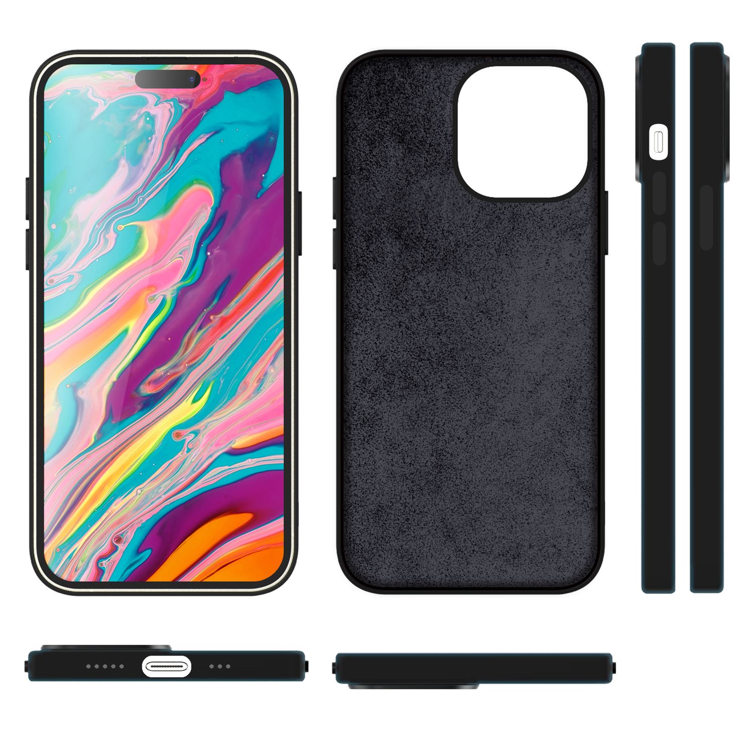 MagSafe Hülle für iPhone 15 Plus Liquid Silikon Schutz Handyhülle Magnet Case Schwarz NALIA Protective Hülle