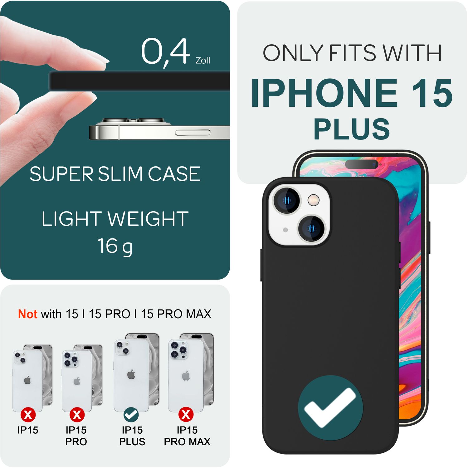 MagSafe Hülle für iPhone 15 Plus Liquid Silikon Schutz Handyhülle Magnet Case Schwarz NALIA Protective Hülle