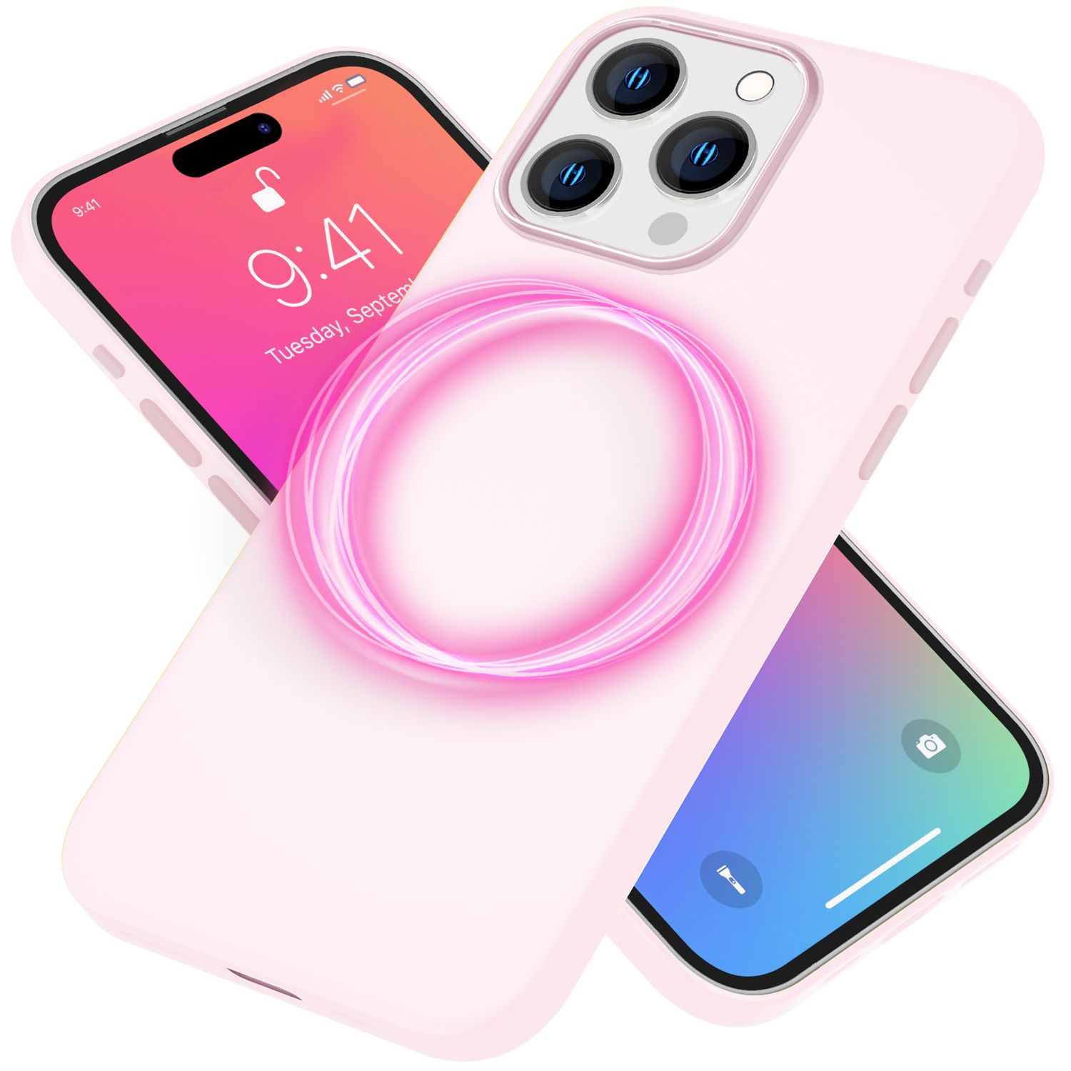 MagSafe Hülle für iPhone 15 Pro Max Liquid Silikon Handyhülle Magnet Case Schutz Pink NALIA Protective Hülle