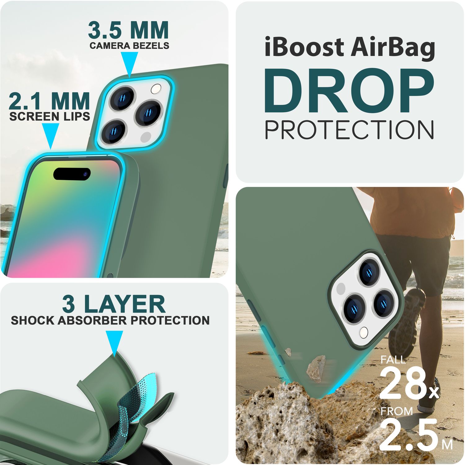 MagSafe Hülle für iPhone 15 Pro Max Liquid Silikon Handyhülle Magnet Case Schutz Grün NALIA Protective Hülle