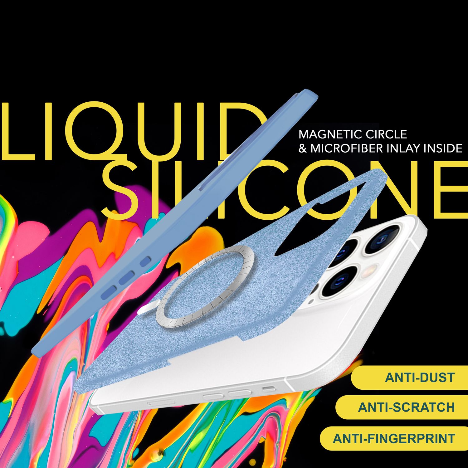 MagSafe Hülle für iPhone 15 Pro Max Liquid Silikon Handyhülle Magnet Case Schutz Blau NALIA Protective Hülle