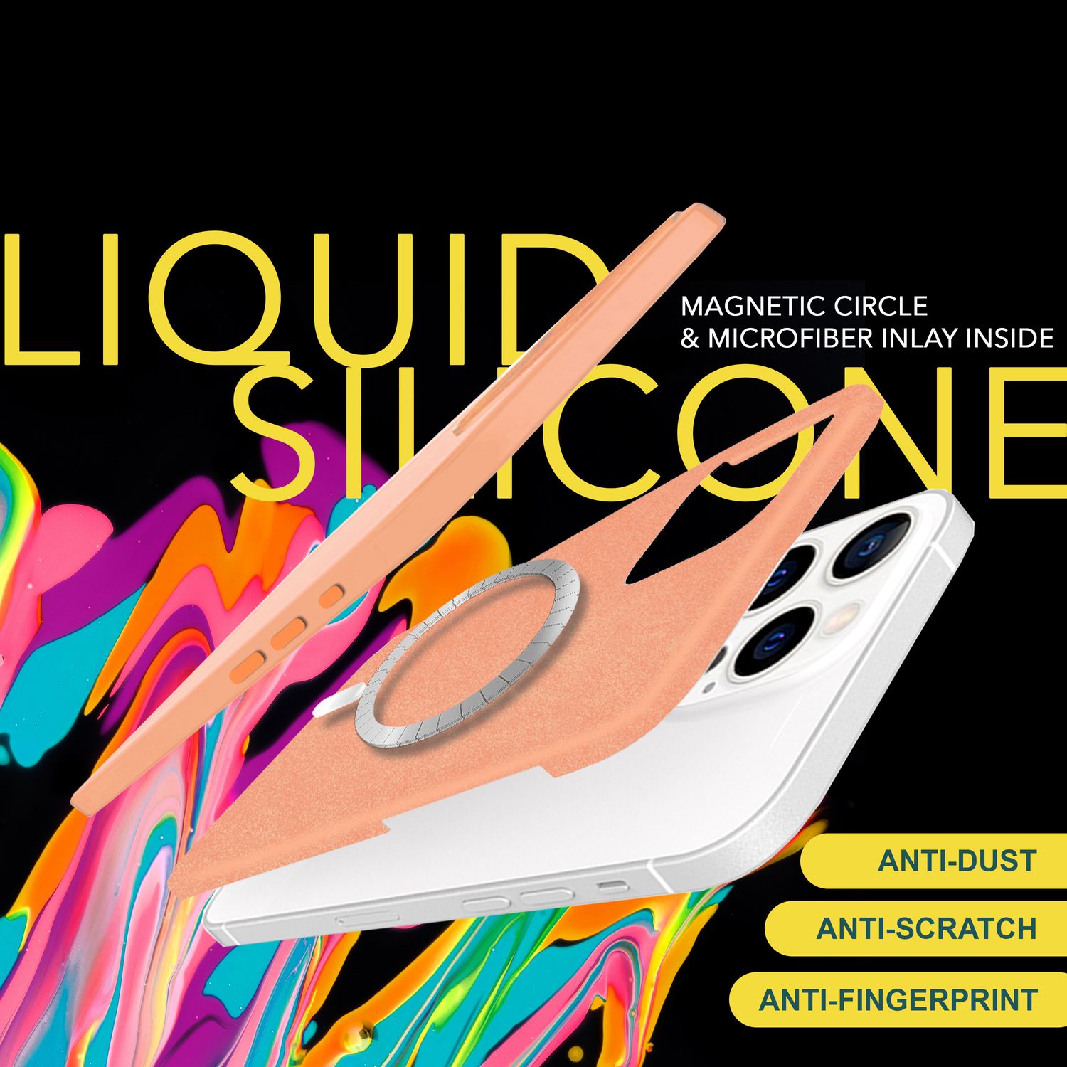 MagSafe Hülle für iPhone 15 Pro Max Liquid Silikon Handyhülle Magnet Case Schutz Orange NALIA Protective Hülle