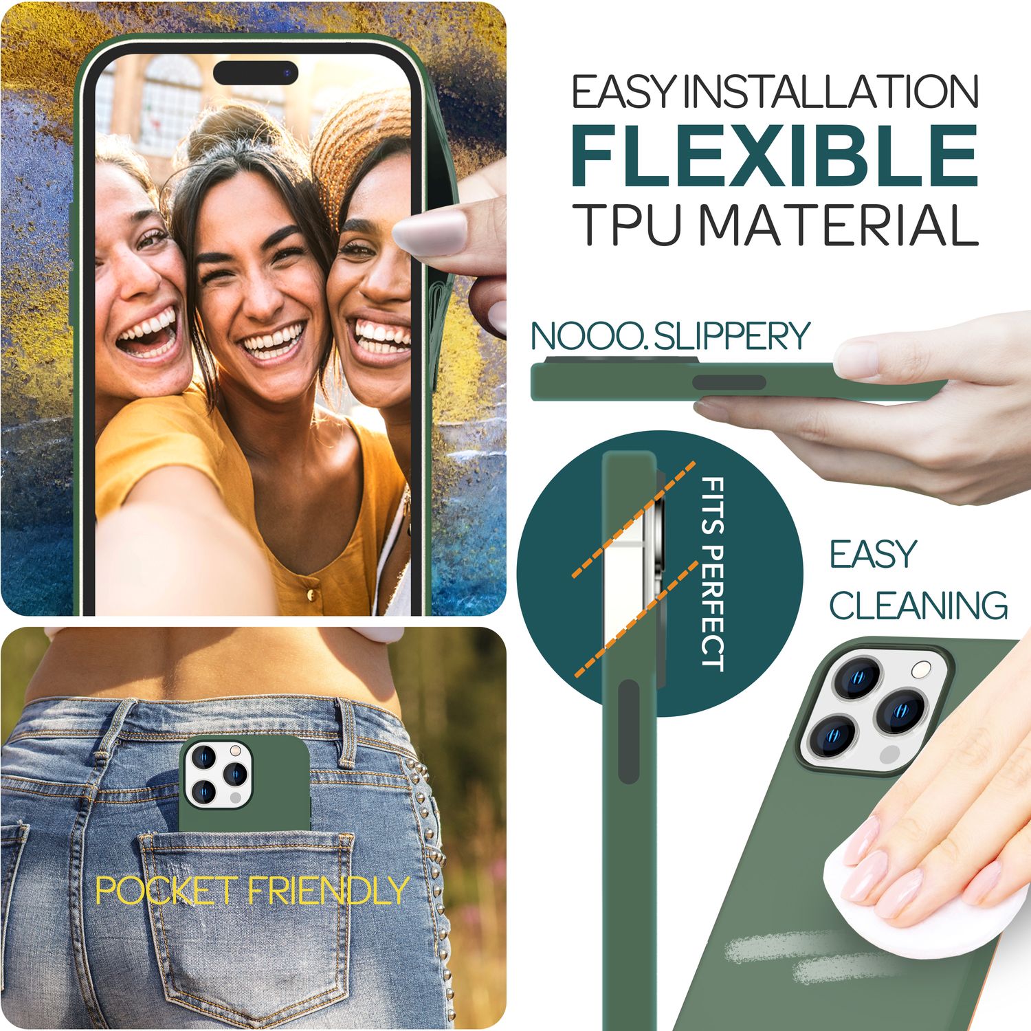 MagSafe Hülle für iPhone 15 Pro Max Liquid Silikon Handyhülle Magnet Case Schutz Grün NALIA Protective Hülle