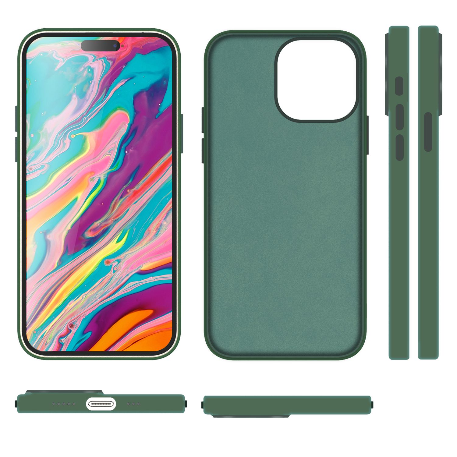 MagSafe Hülle für iPhone 15 Pro Max Liquid Silikon Handyhülle Magnet Case Schutz Grün NALIA Protective Hülle