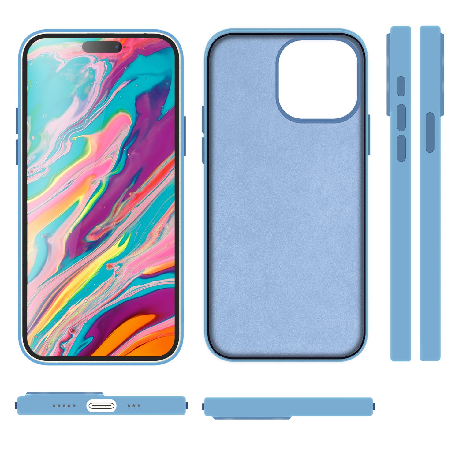 MagSafe Hülle für iPhone 15 Pro Max Liquid Silikon Handyhülle Magnet Case Schutz Blau NALIA Protective Hülle