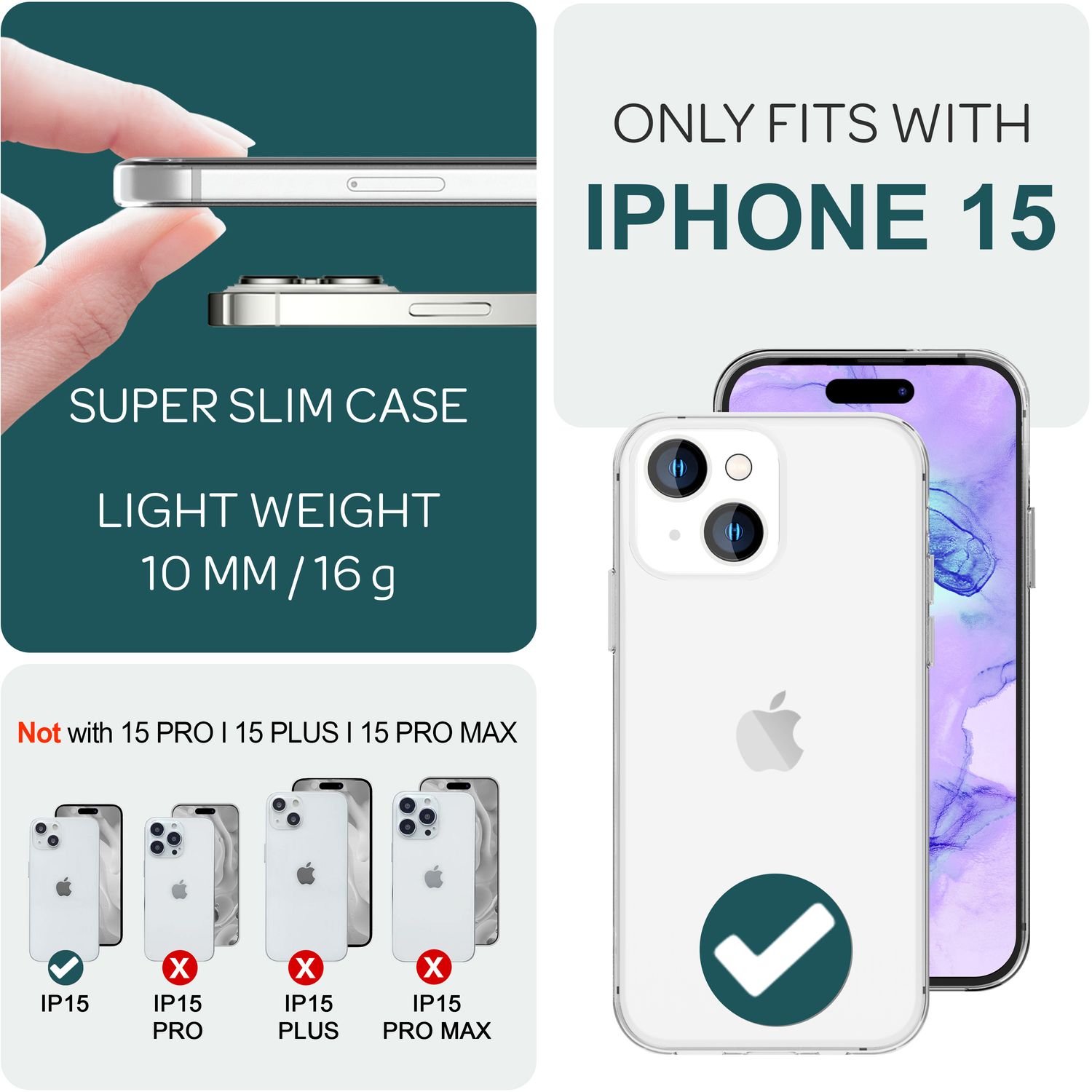 Hülle 360° für iPhone 15 Klar Full Cover Handyhülle Schutz Tasche Etui Hard Case Default Title NALIA Transparente Hülle