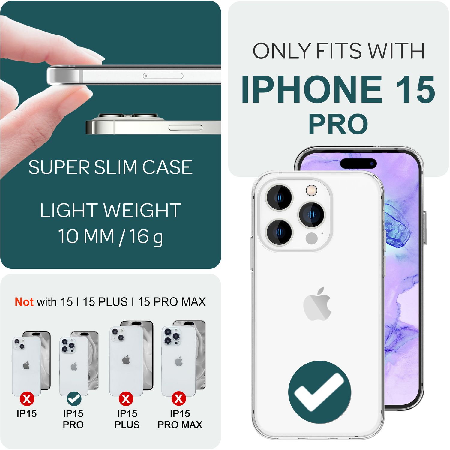 Hülle 360° für iPhone 15 Pro Klar Full Cover Handyhülle Schutz Tasche Etui Case