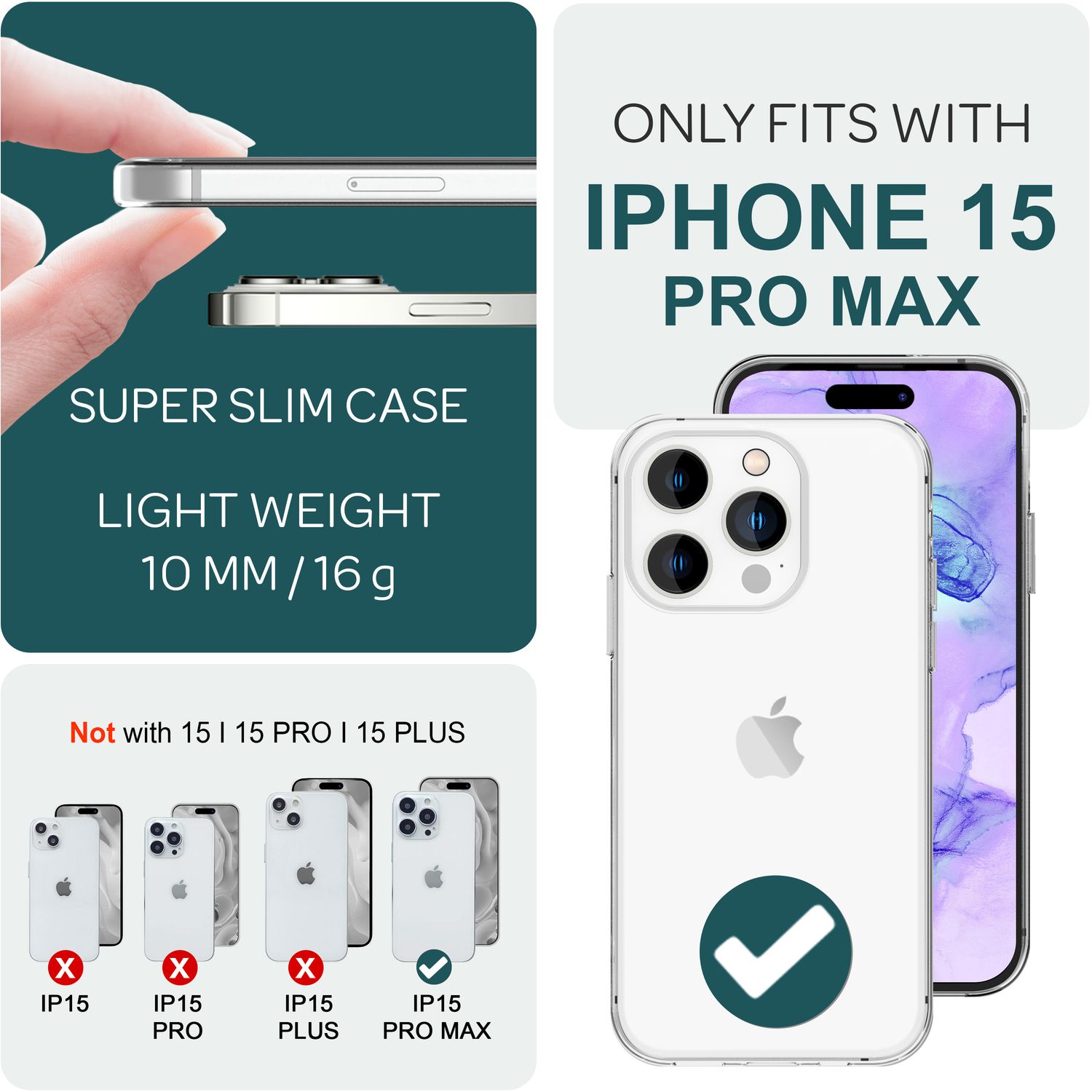 Hülle 360° für iPhone 15 Pro Max Klar Full Cover Handyhülle Schutz Tasche Case Default Title NALIA Transparente Hülle