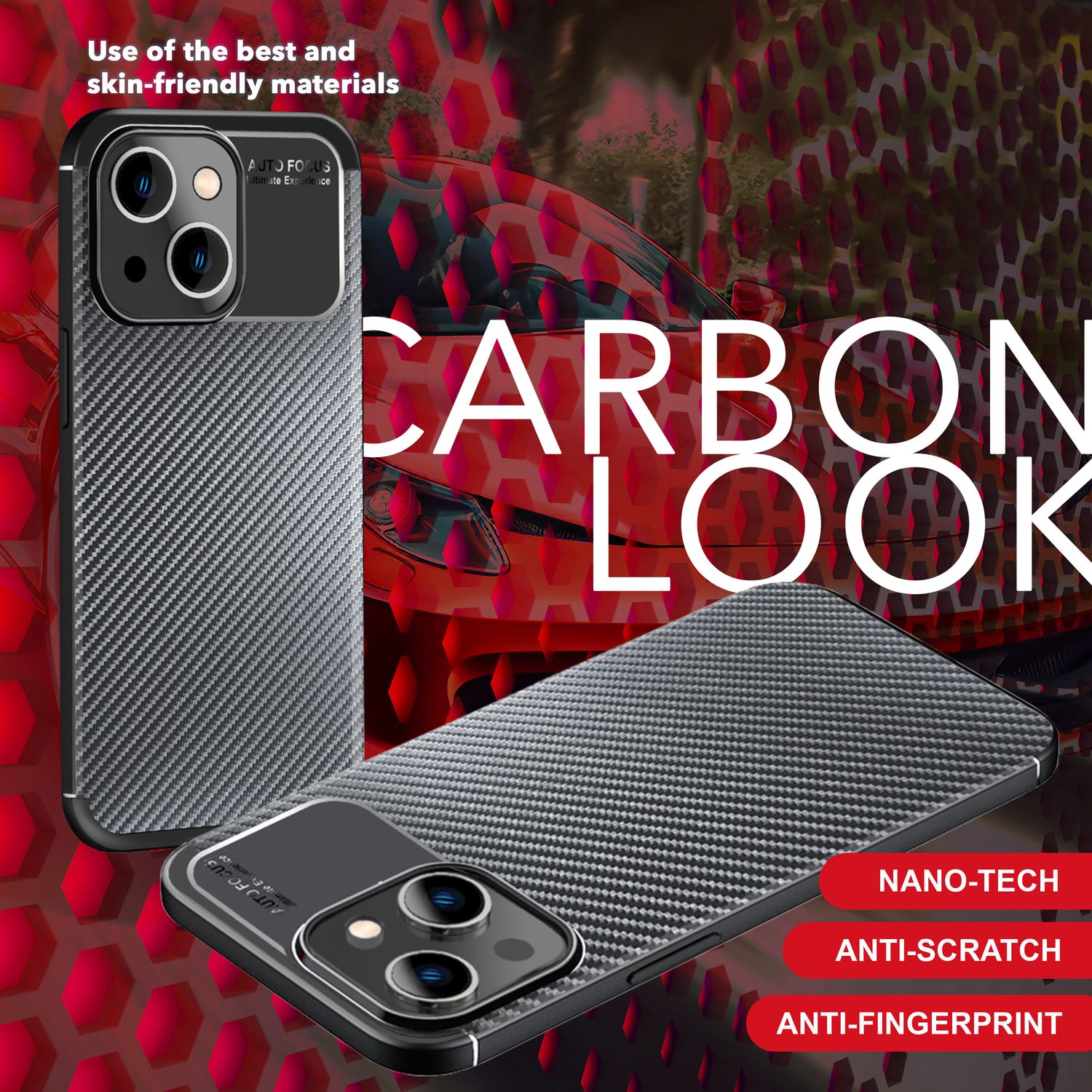 Hülle für iPhone 15 Carbon Optik Case Silikon Handyhülle Schutz Tasche Cover TPU NALIA Protective Hülle