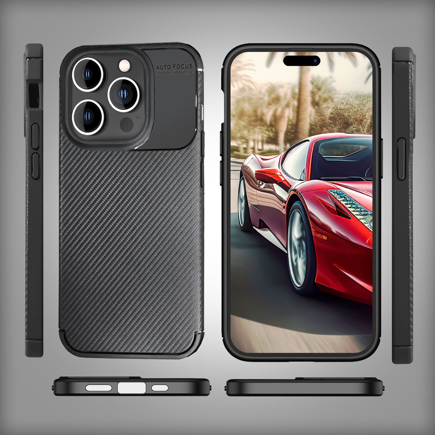 Hülle für iPhone 15 Pro Max Carbon Optik Case Silikon Handyhülle Schutz Tasche