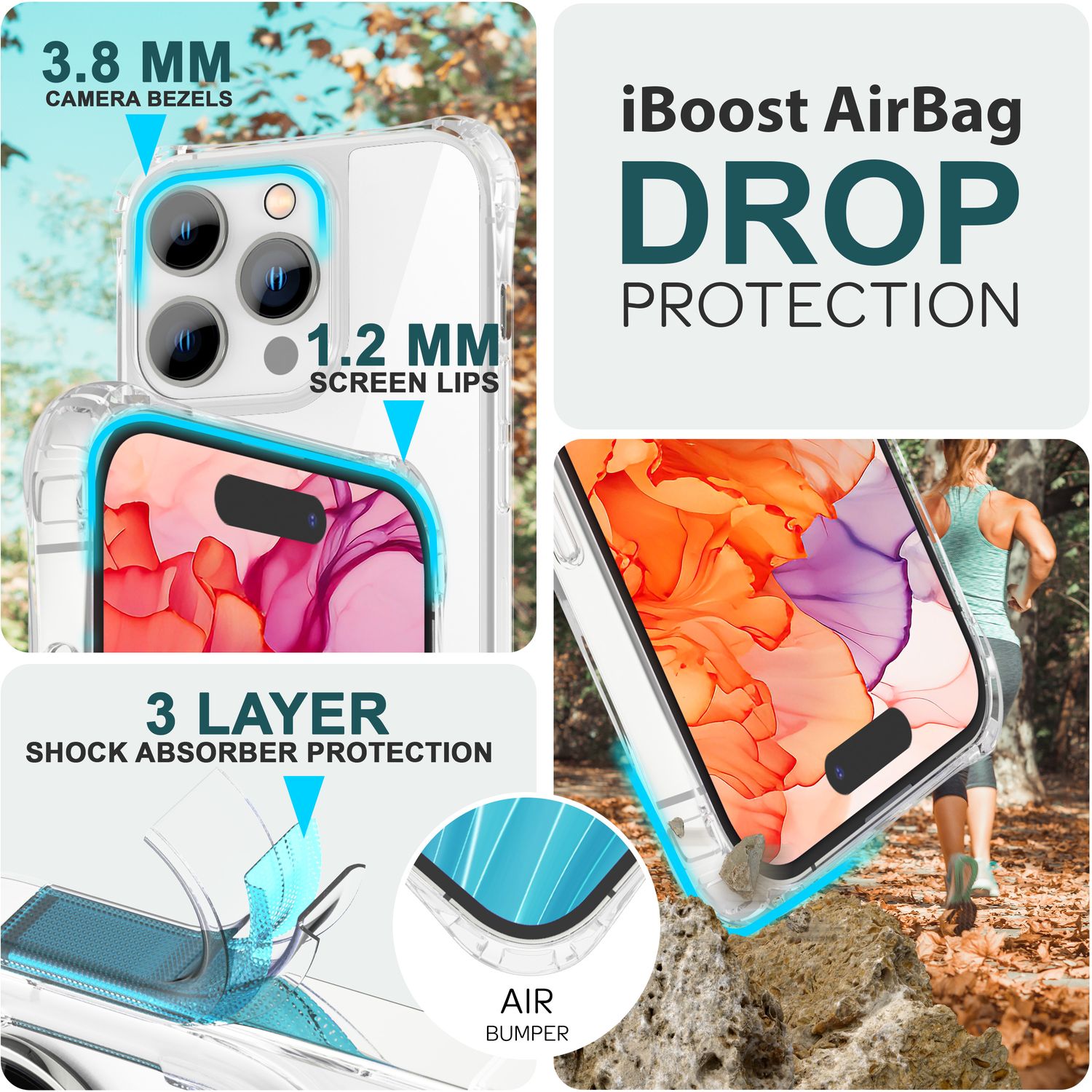 Hülle mit Band für iPhone 15 Pro Handyhülle Umhänge Case Handy Kette Kordel Seil Lila NALIA Transparente Hülle