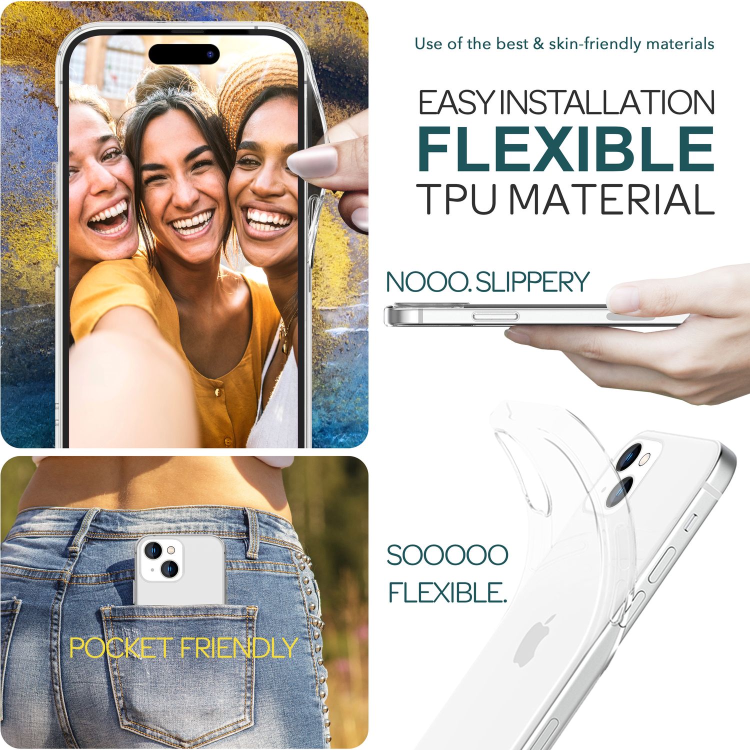 Klare Hülle für iPhone 15 Plus Clear Case Silikon Handyhülle Schutzhülle Tasche NALIA Transparente Hülle