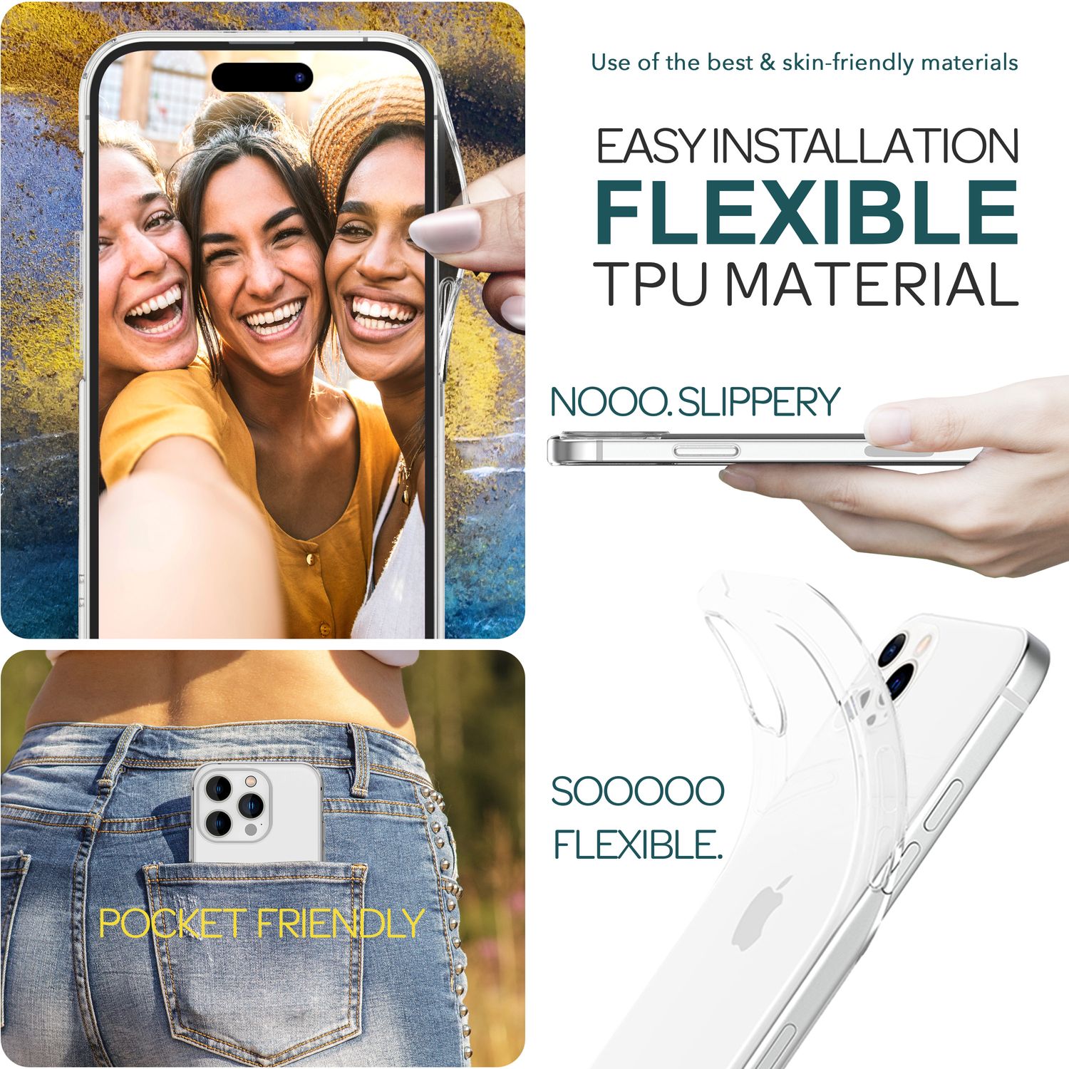 Klare Hülle für iPhone 15 Pro Clear Case Silikon Handyhülle Schutz Tasche Cover