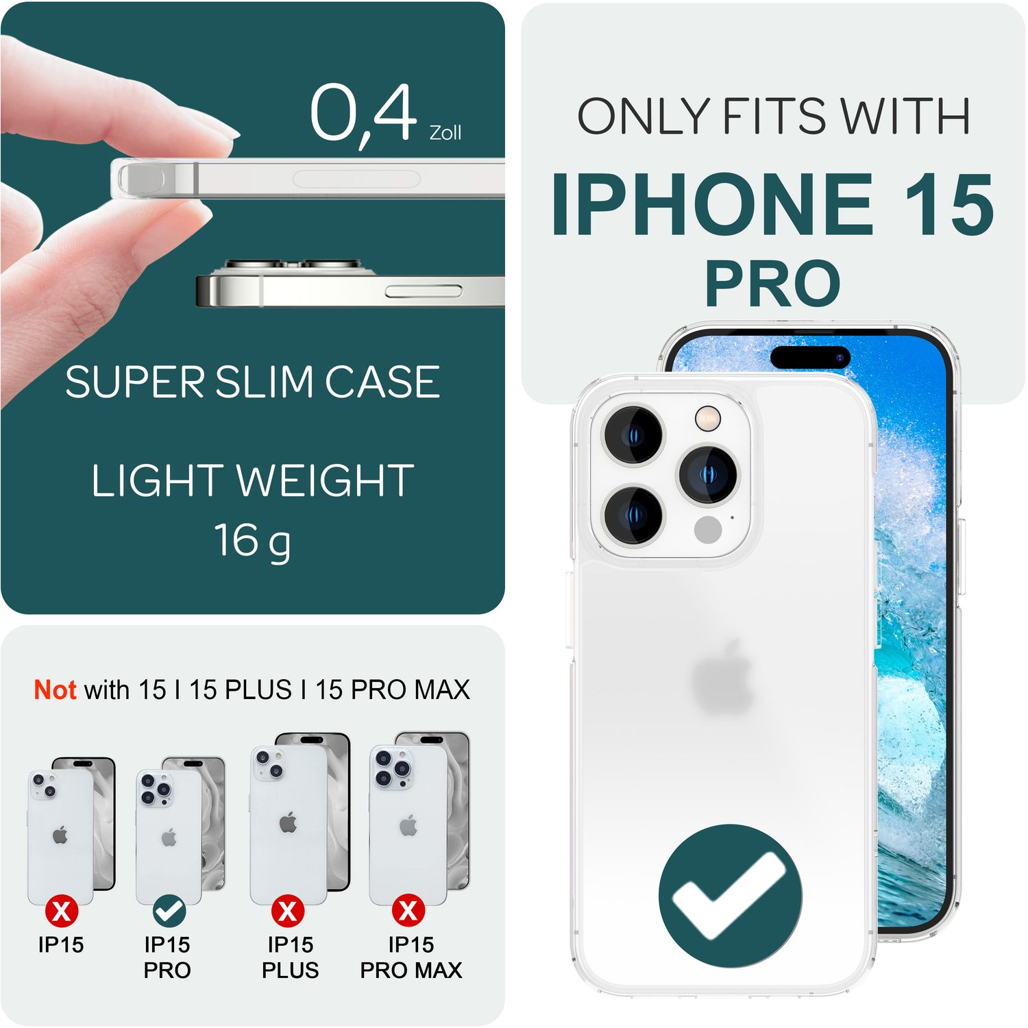 Hülle Matt für iPhone 15 Pro Frosted Case Schutz Tasche Handyhülle Hard Cover NALIA Transparente Hülle