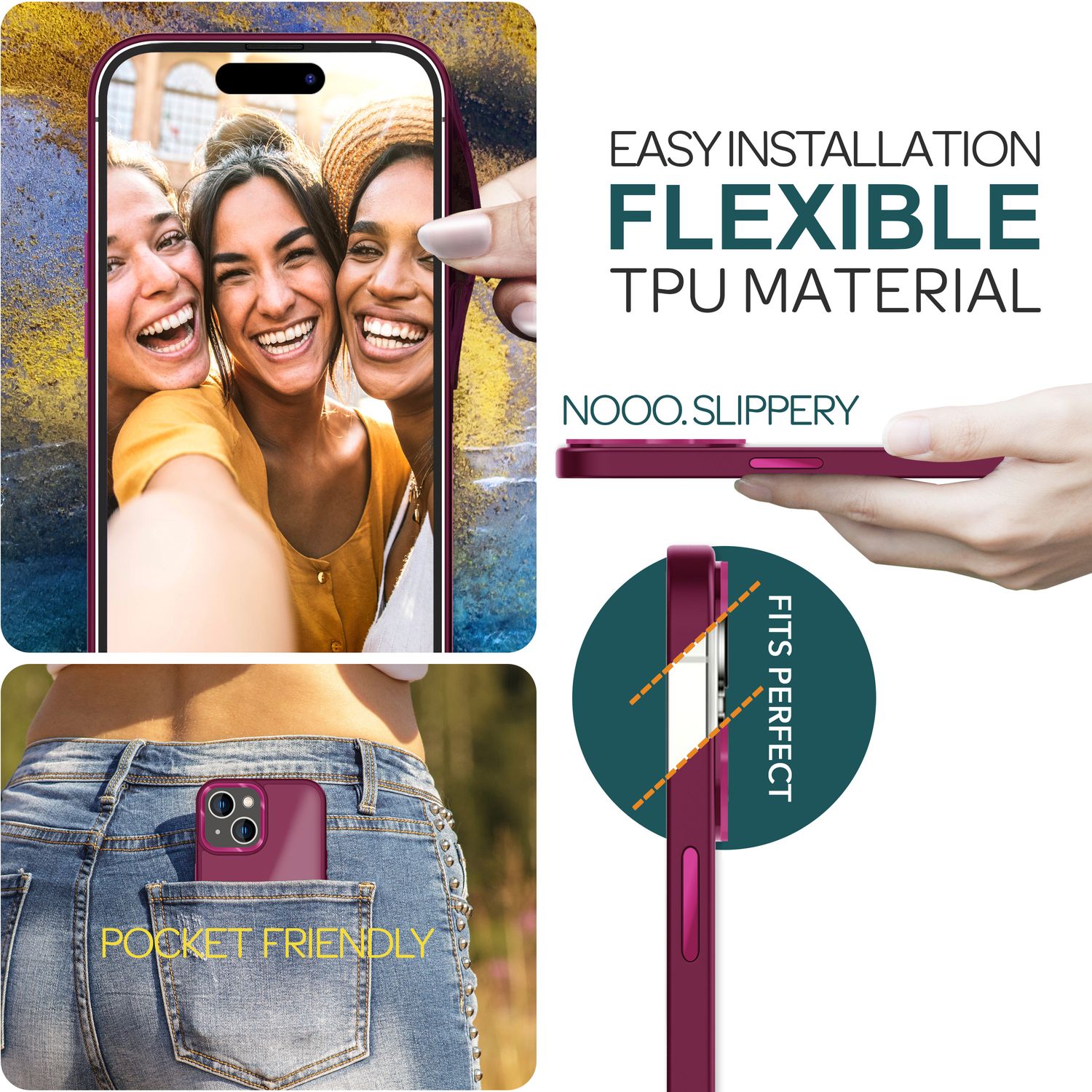 Hybrid Hülle für iPhone 15 Frosted Case Handyhülle Schutz Rand Handy Tasche Etui