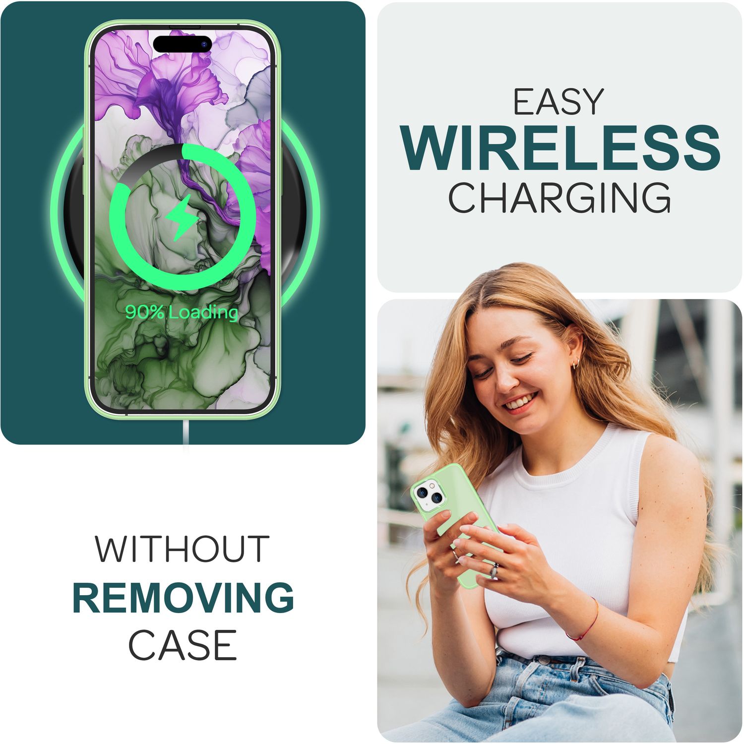 Hybrid Hülle für iPhone 15 Plus Frosted Case Schutz Rand Handyhülle Handy Tasche Mint-Grün NALIA Protective Hülle