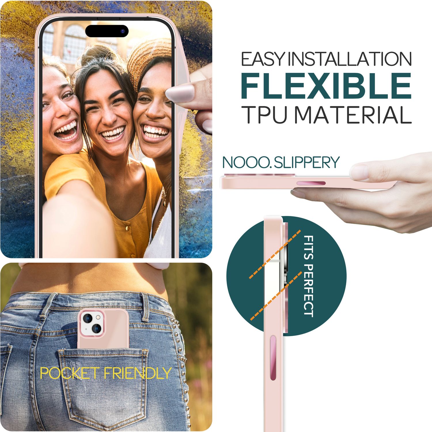 Hybrid Hülle für iPhone 15 Plus Frosted Case Schutz Rand Handyhülle Handy Tasche Rosa NALIA Protective Hülle