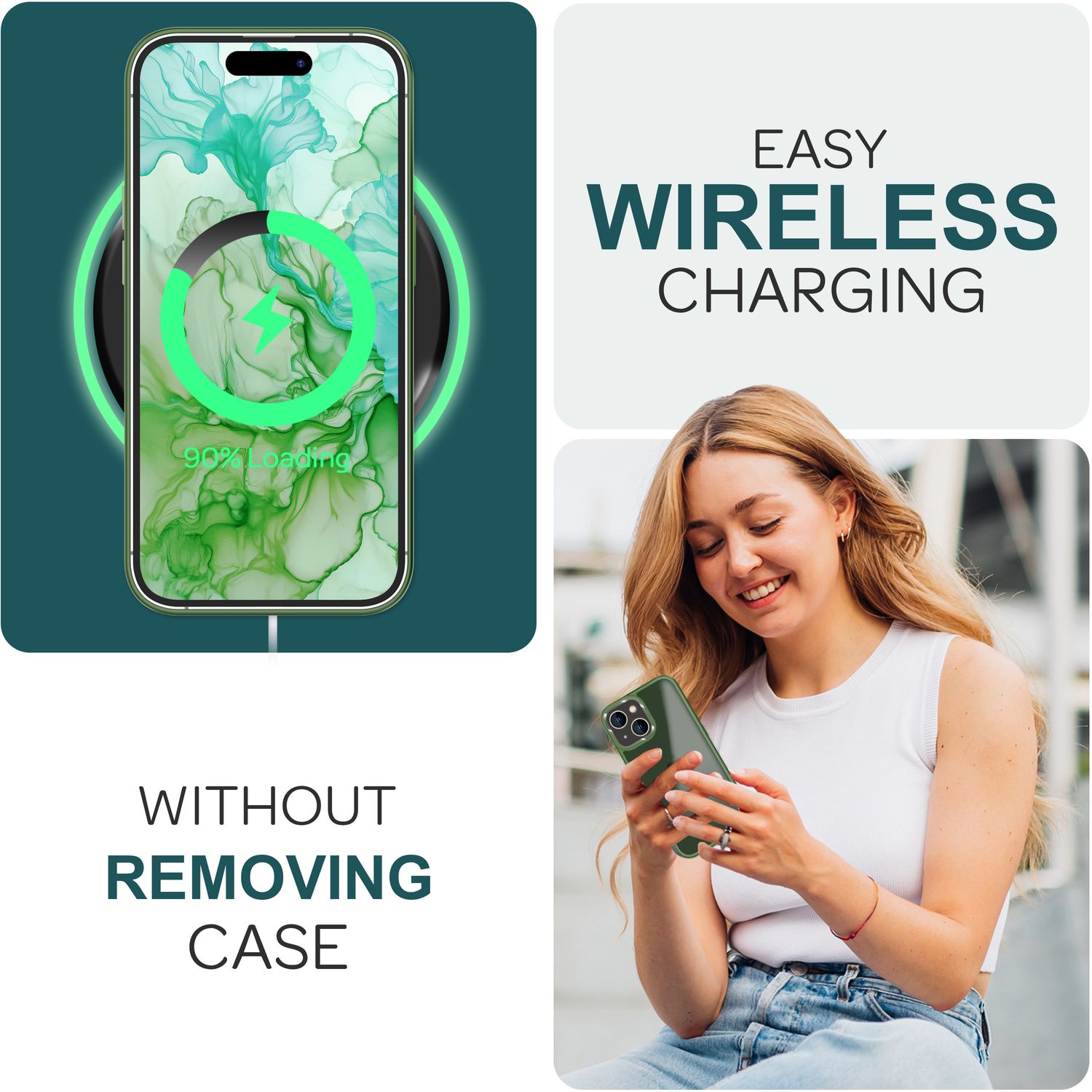 Hybrid Hülle für iPhone 15 Plus Frosted Case Schutz Rand Handyhülle Handy Tasche Dunkel-Grün NALIA Protective Hülle